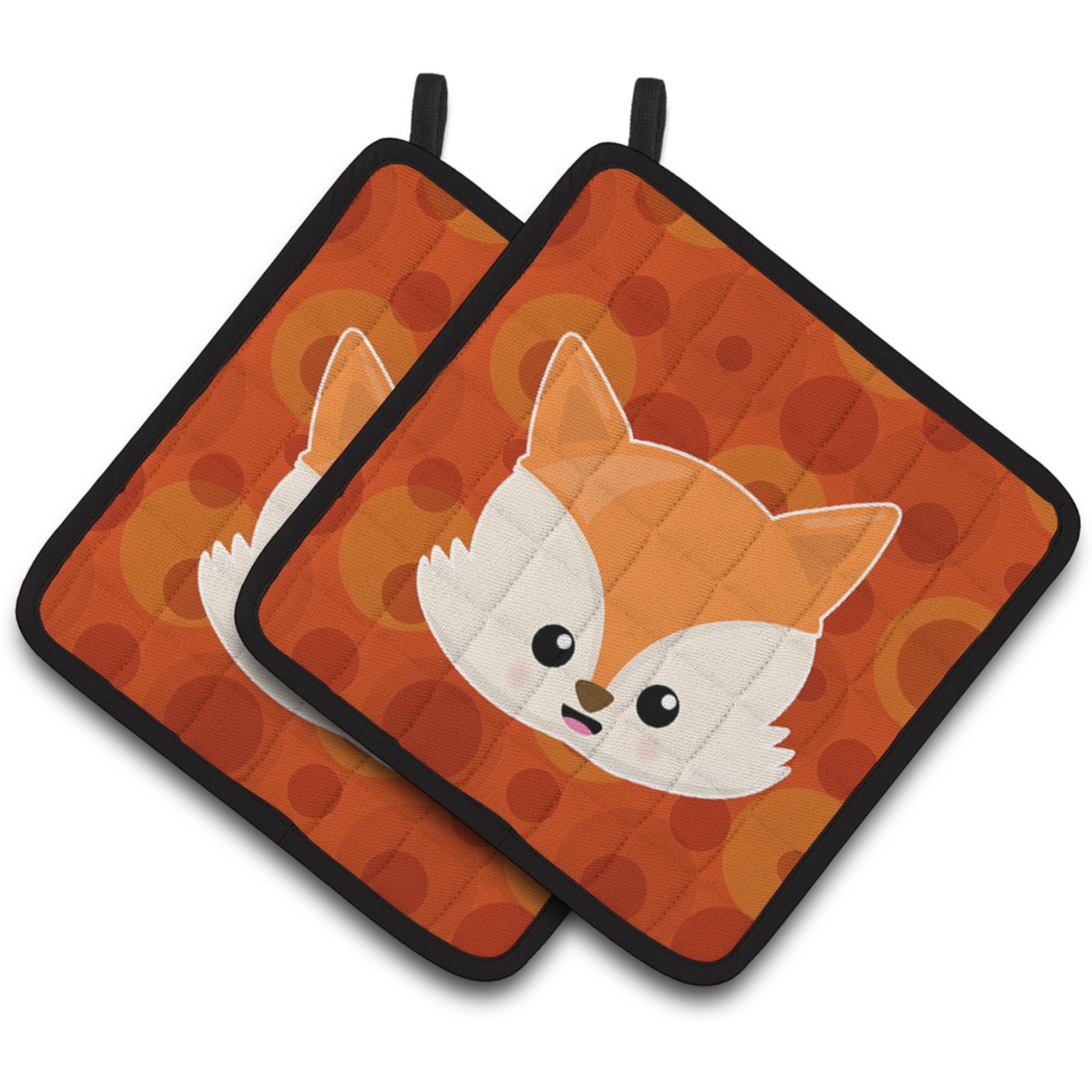 &quotCaroline's Treasures BB7089PTHD Baby Fox Face Polkadots Pair of Pot Holders, 7.5 x 7.5"", Multicolor"