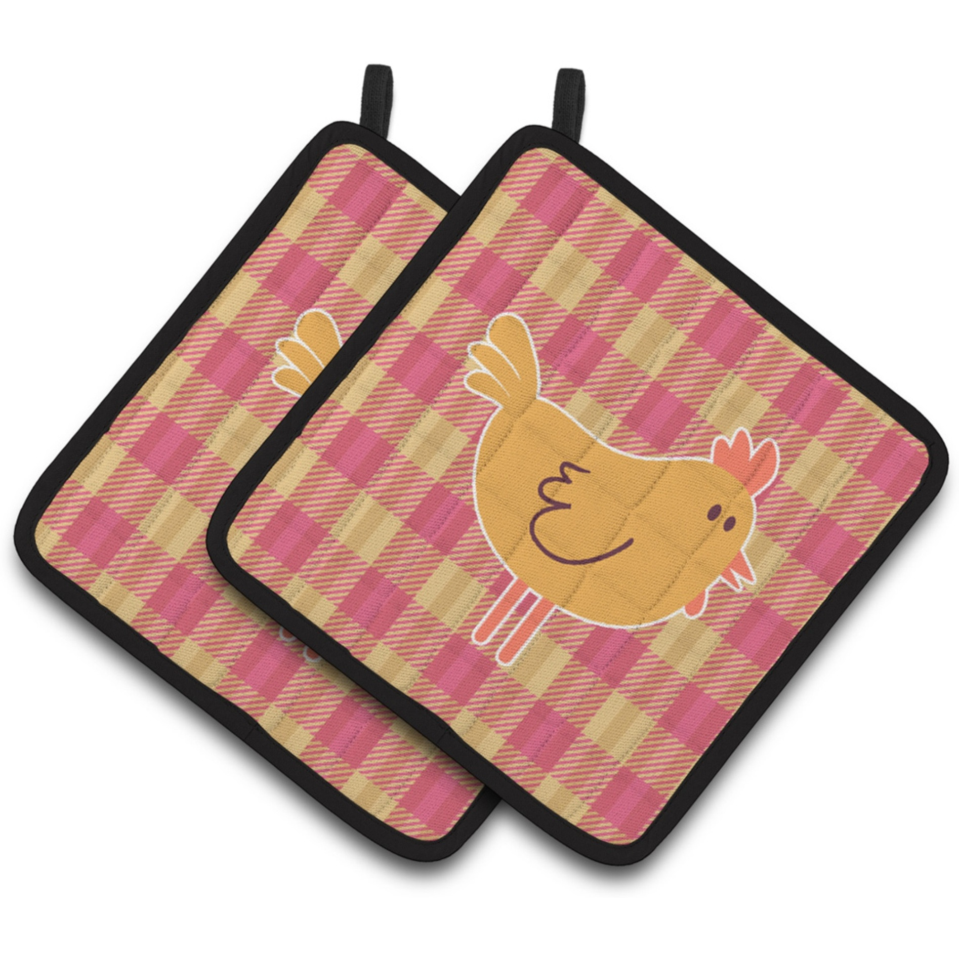 &quotCaroline's Treasures BB7090PTHD Chicken Hen on Gingham Pair of Pot Holders, 7.5 x 7.5"", Multicolor"