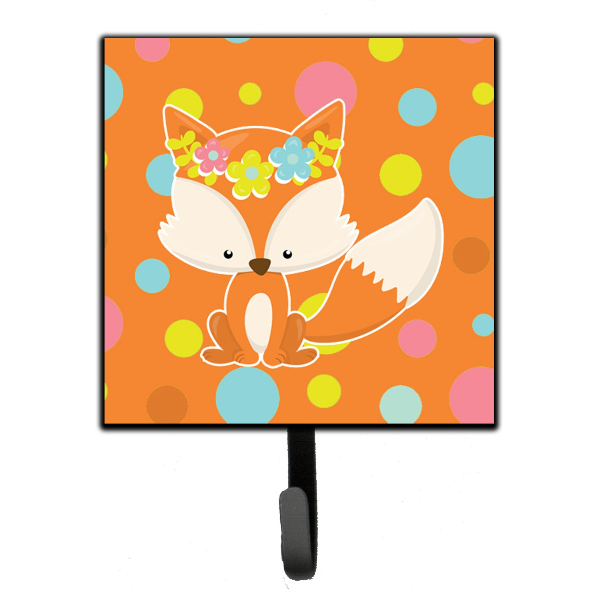 &quotCaroline's Treasures Baby Fox Flowerchild Polkadots Wall Hook, Small, Multicolor"