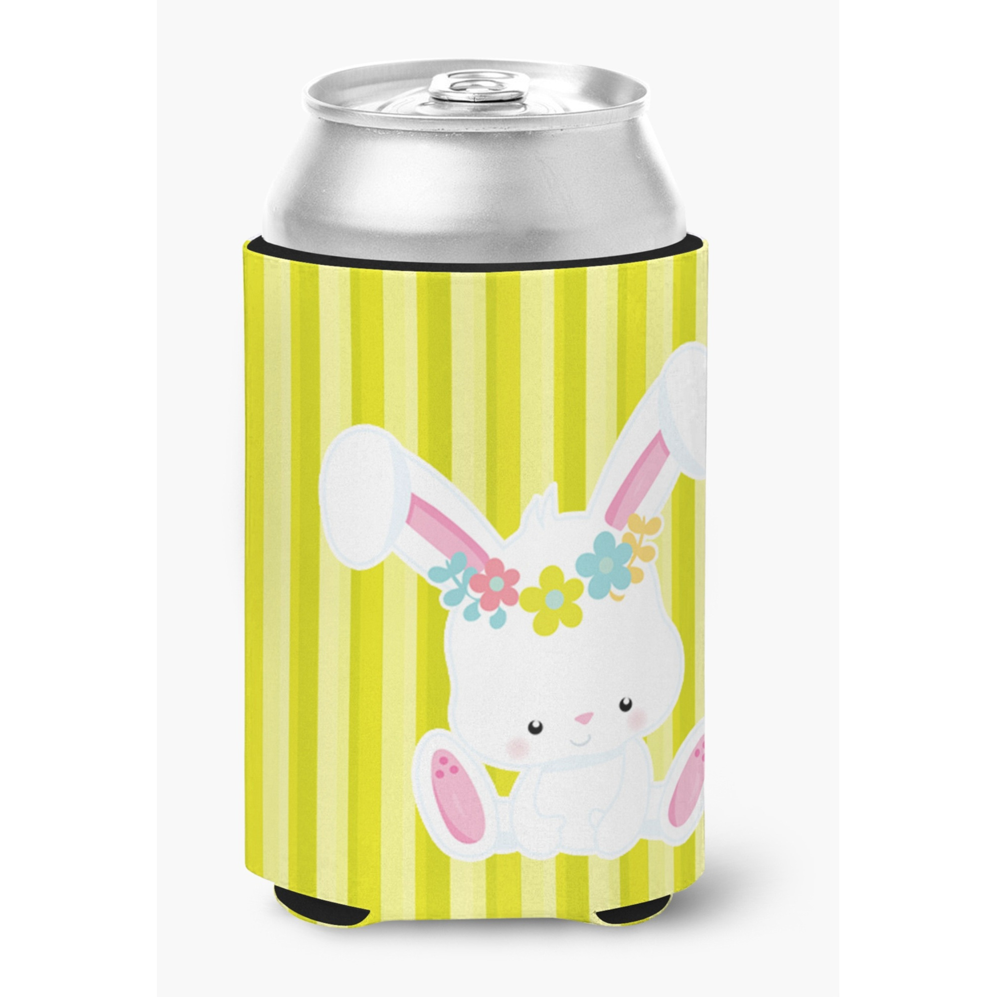&quotCaroline's Treasures Easter White Rabbit with Flowers Can or Bottle Hugger, Can Hugger, Multicolor"