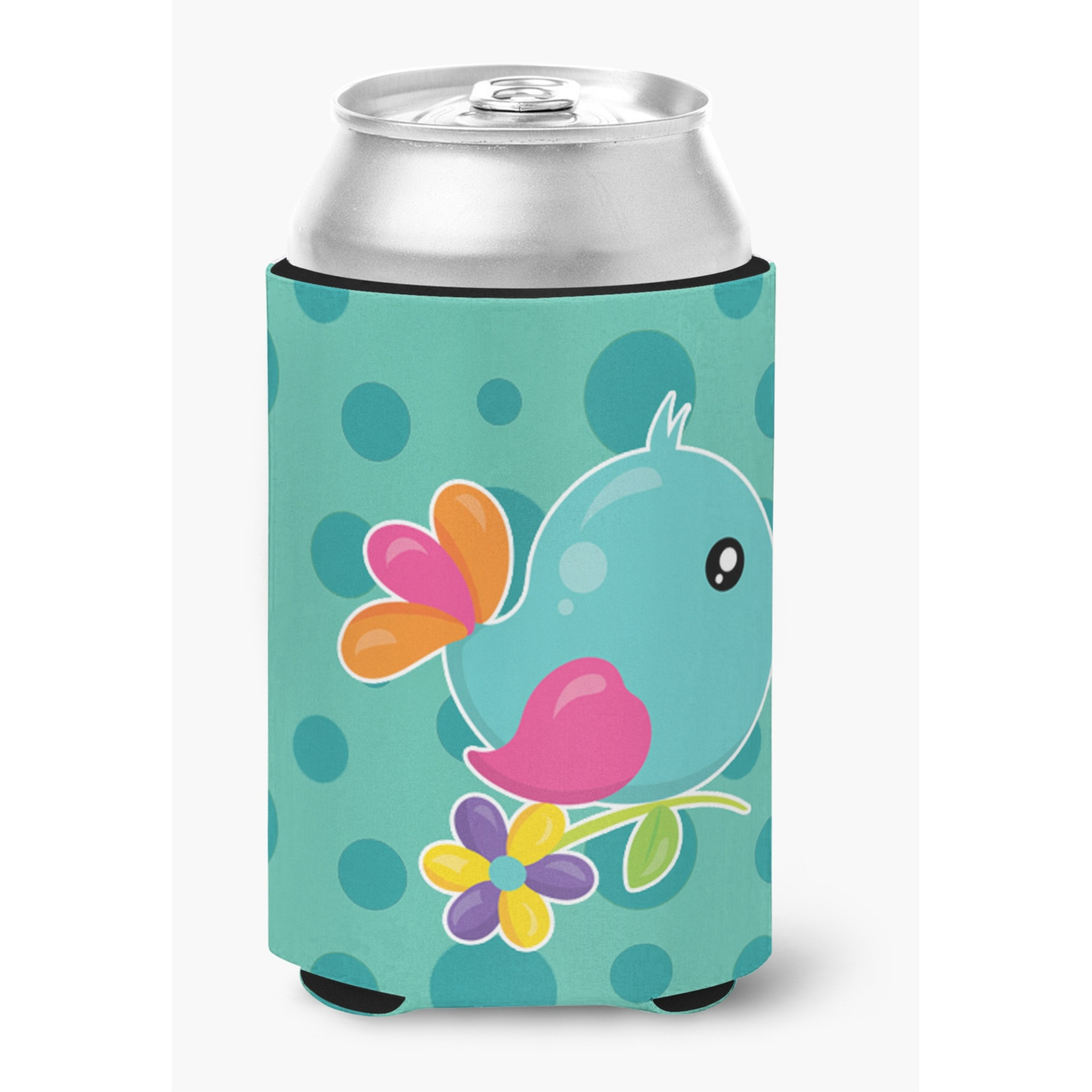 &quotCaroline's Treasures Bird On Teal Polkadots Can or Bottle Hugger, Can Hugger, Multicolor"