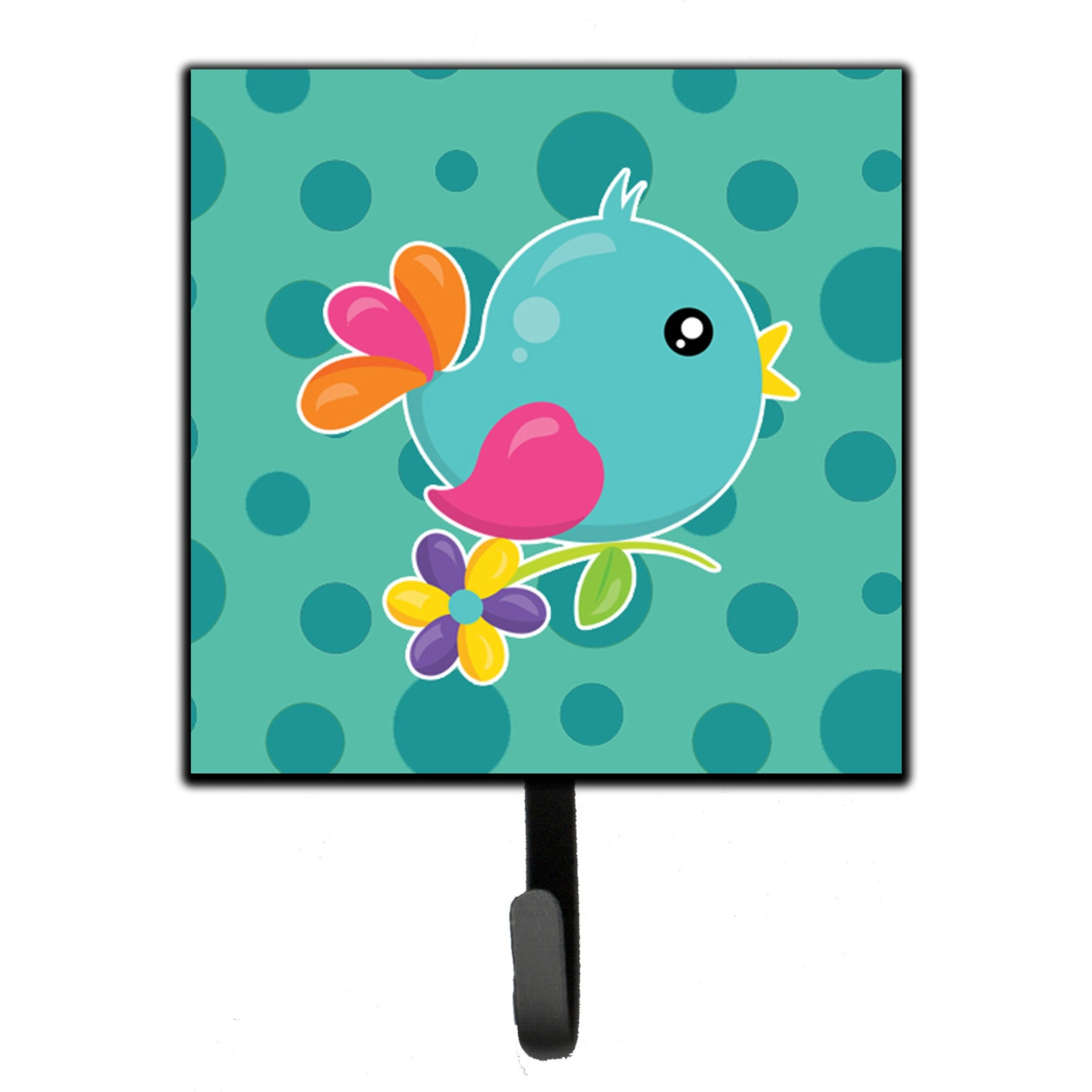 &quotCaroline's Treasures Bird on Teal Polkadots Wall Hook, Small, Multicolor"
