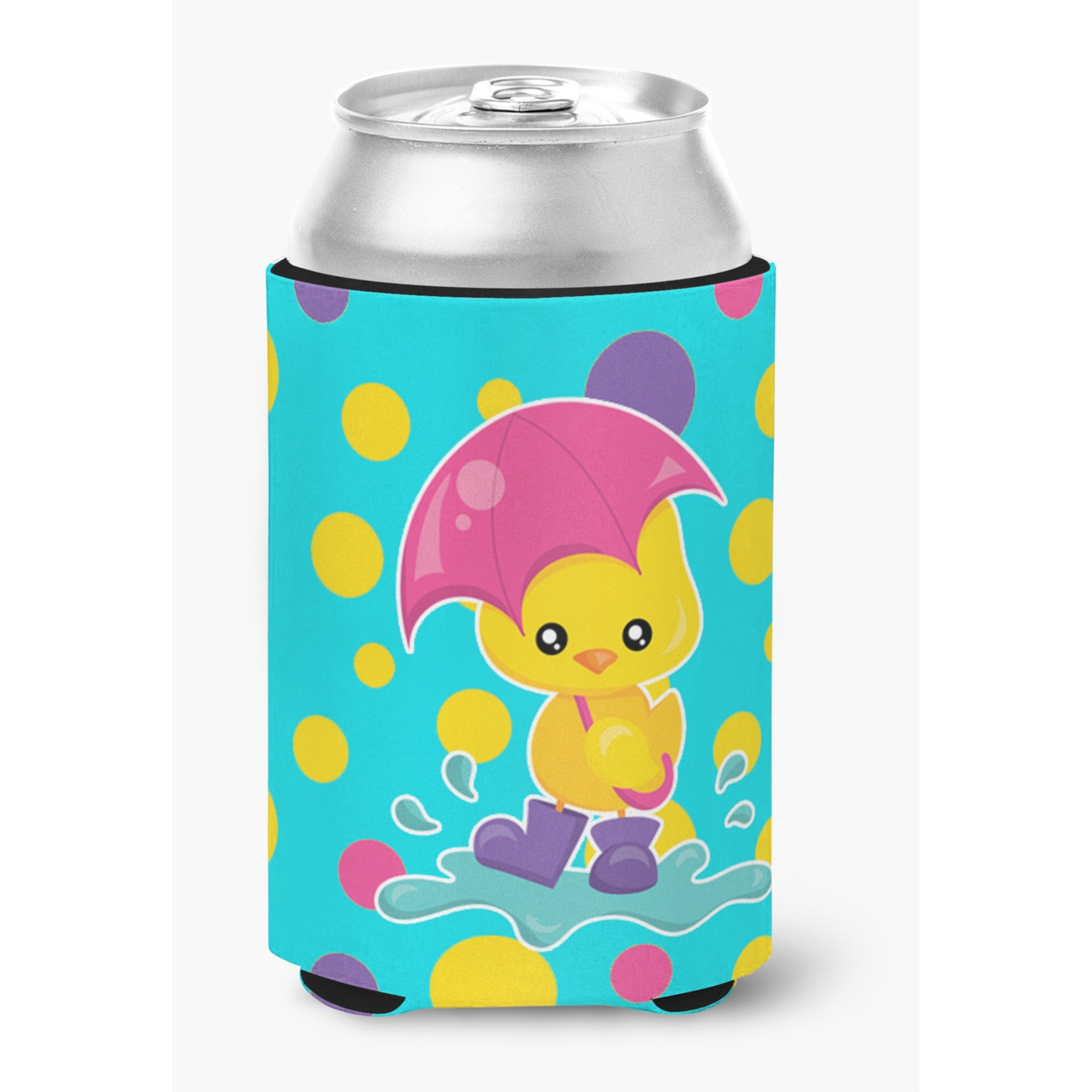 &quotCaroline's Treasures Duck In the Rain On Polkadots Can or Bottle Hugger, Can Hugger, Multicolor"
