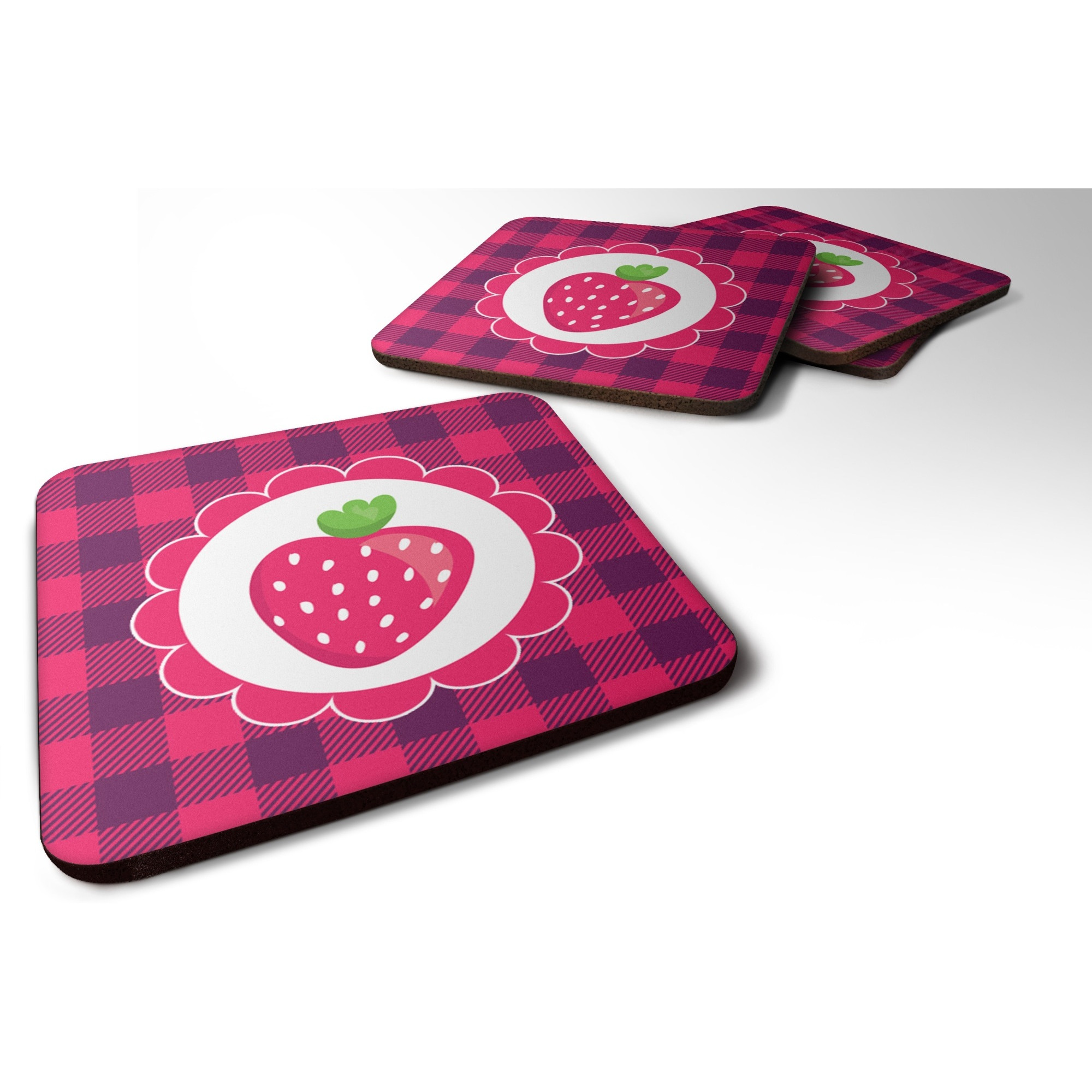 &quotCaroline's Treasures Stawberry Foam Coaster Set of 4, 3.5, Multicolor"