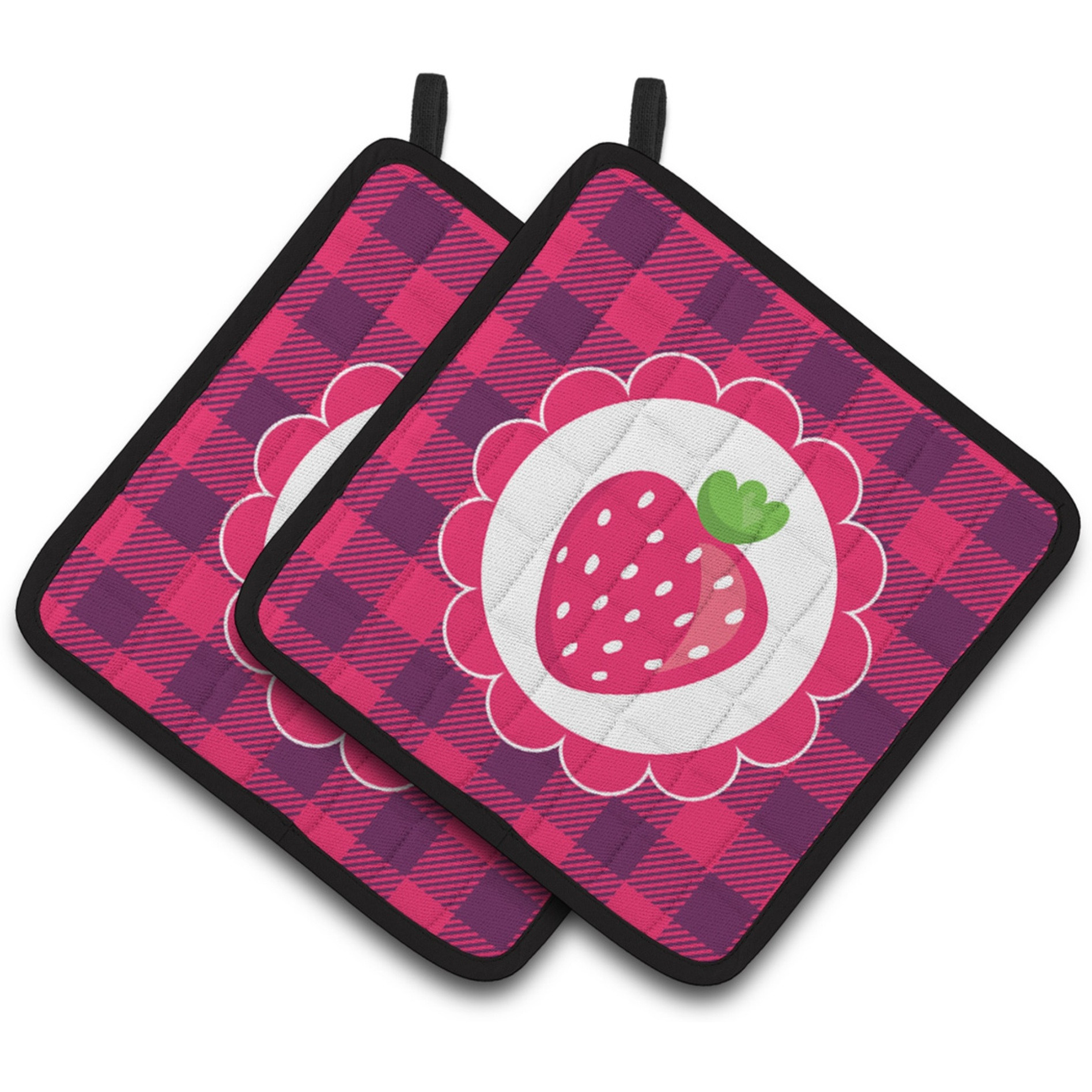 &quotCaroline's Treasures BB7105PTHD Stawberry Pair of Pot Holders, 7.5 x 7.5"", Multicolor"