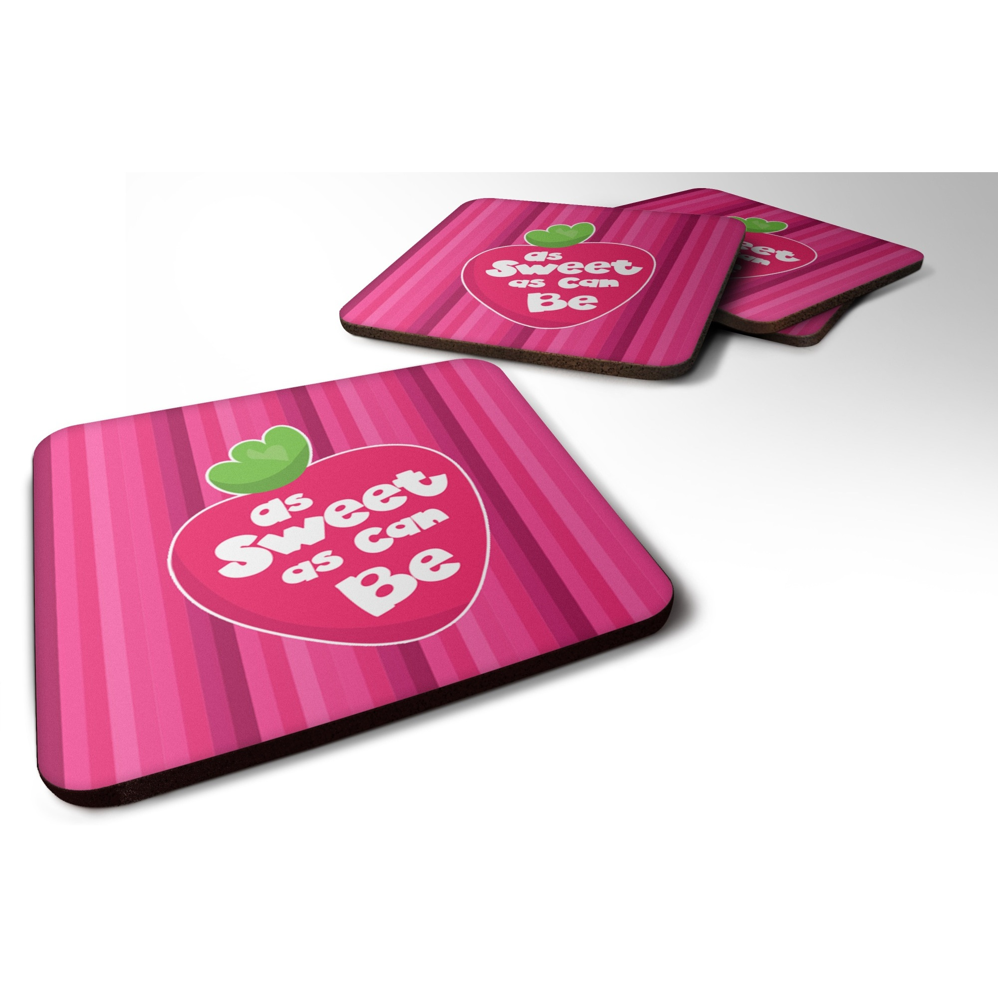 &quotCaroline's Treasures Stawberry As Sweet As Can Be Foam Coaster Set of 4, 3.5, Multicolor"