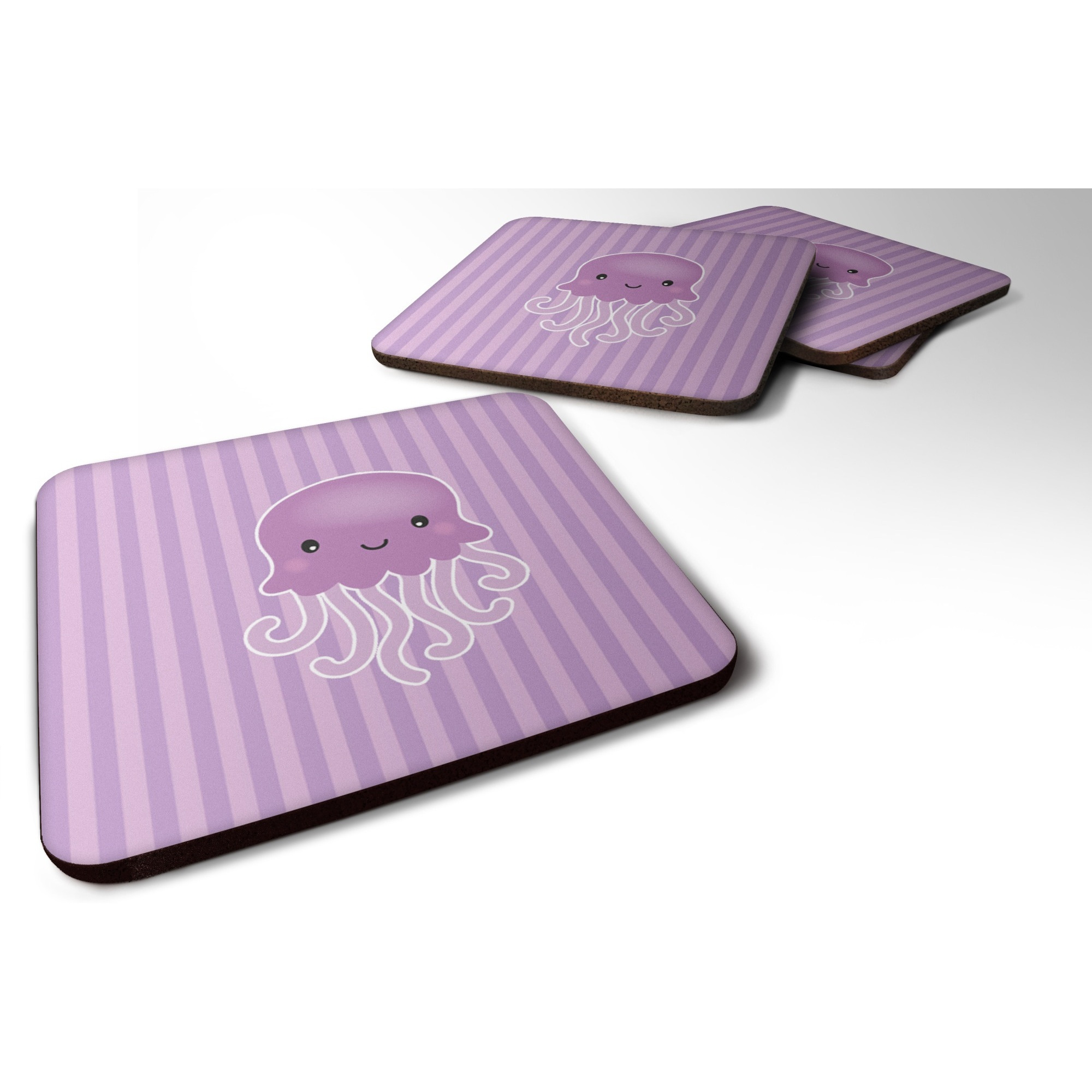 &quotCaroline's Treasures BB7122FC Jellyfish Foam Coaster Set of 4, 3.5"", Multicolor"