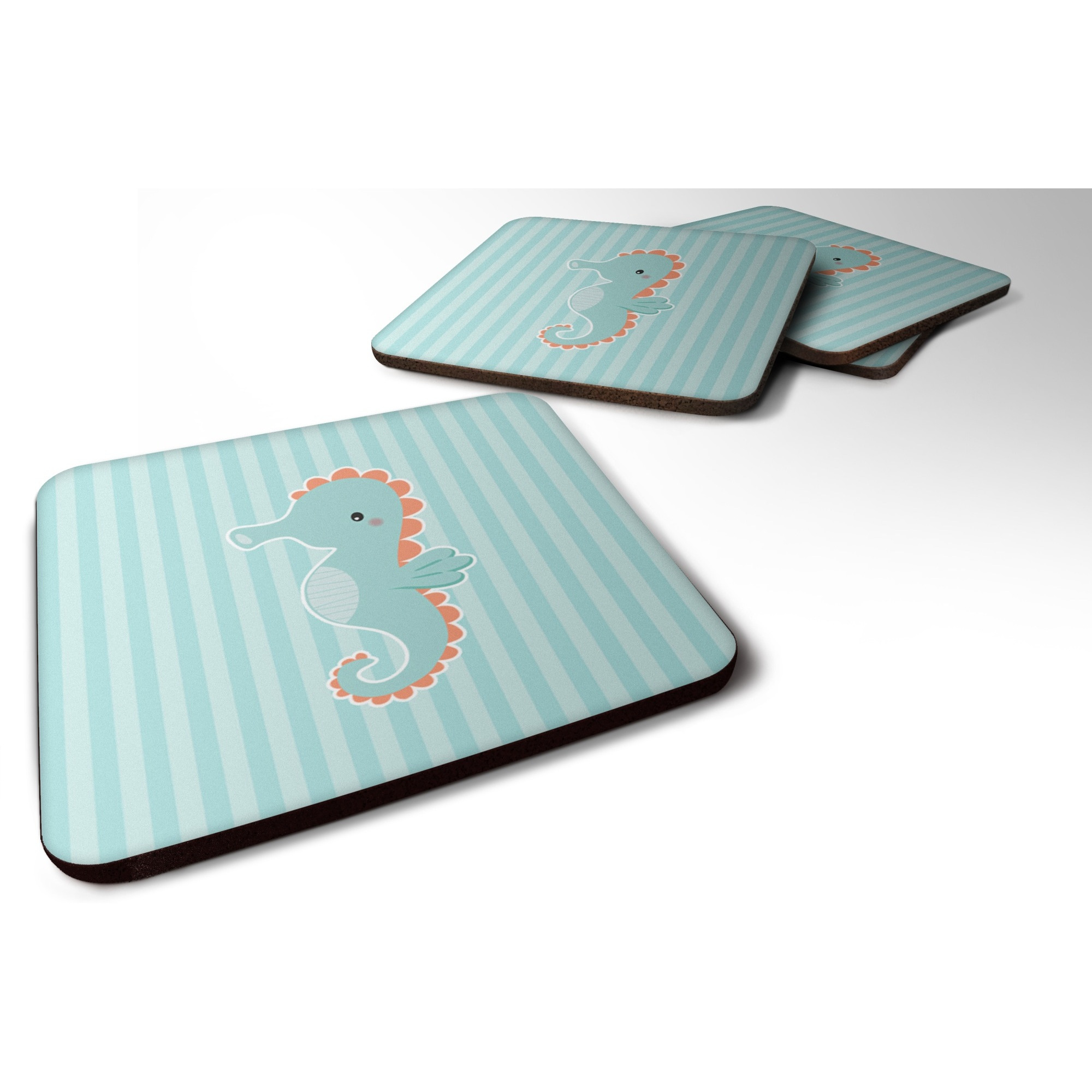 &quotCaroline's Treasures BB7124FC Seahorse Foam Coaster Set of 4, 3.5"", Multicolor"