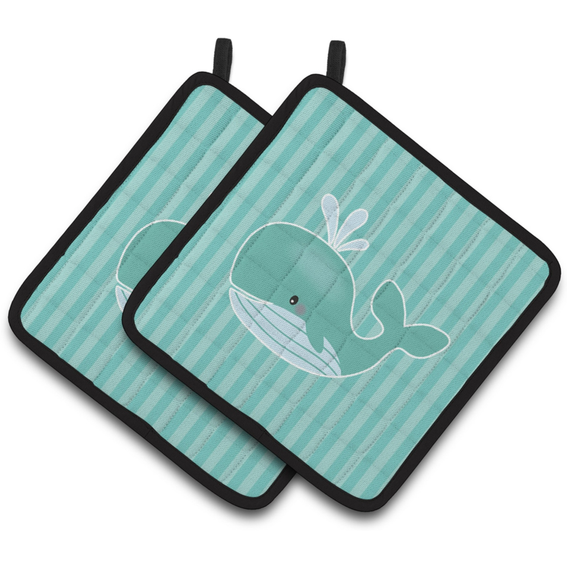 &quotCaroline's Treasures BB7125PTHD Whale Pair of Pot Holders, 7.5 x 7.5"", Multicolor"