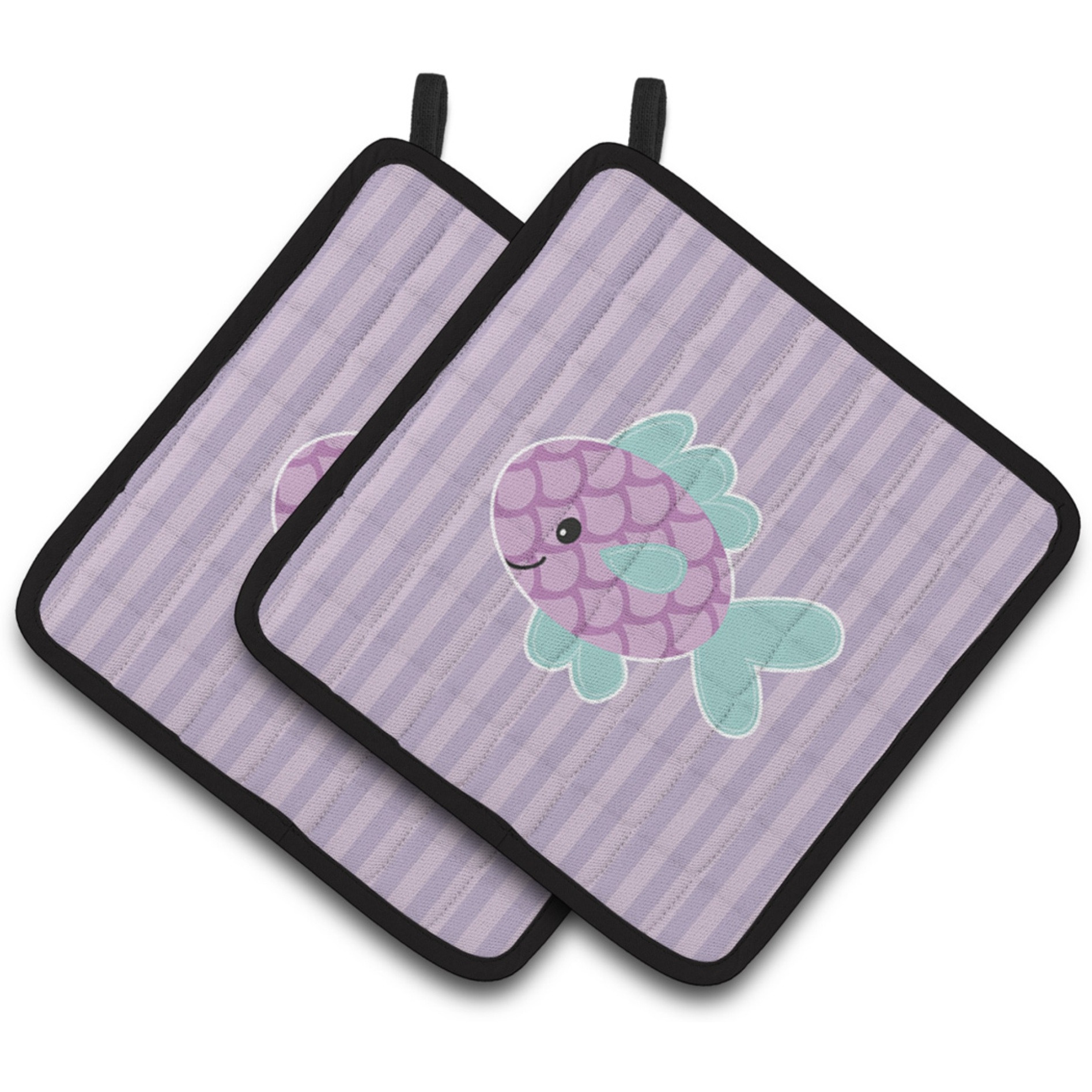 &quotCaroline's Treasures BB7128PTHD Purple Fish Pair of Pot Holders, 7.5 x 7.5"", Multicolor"