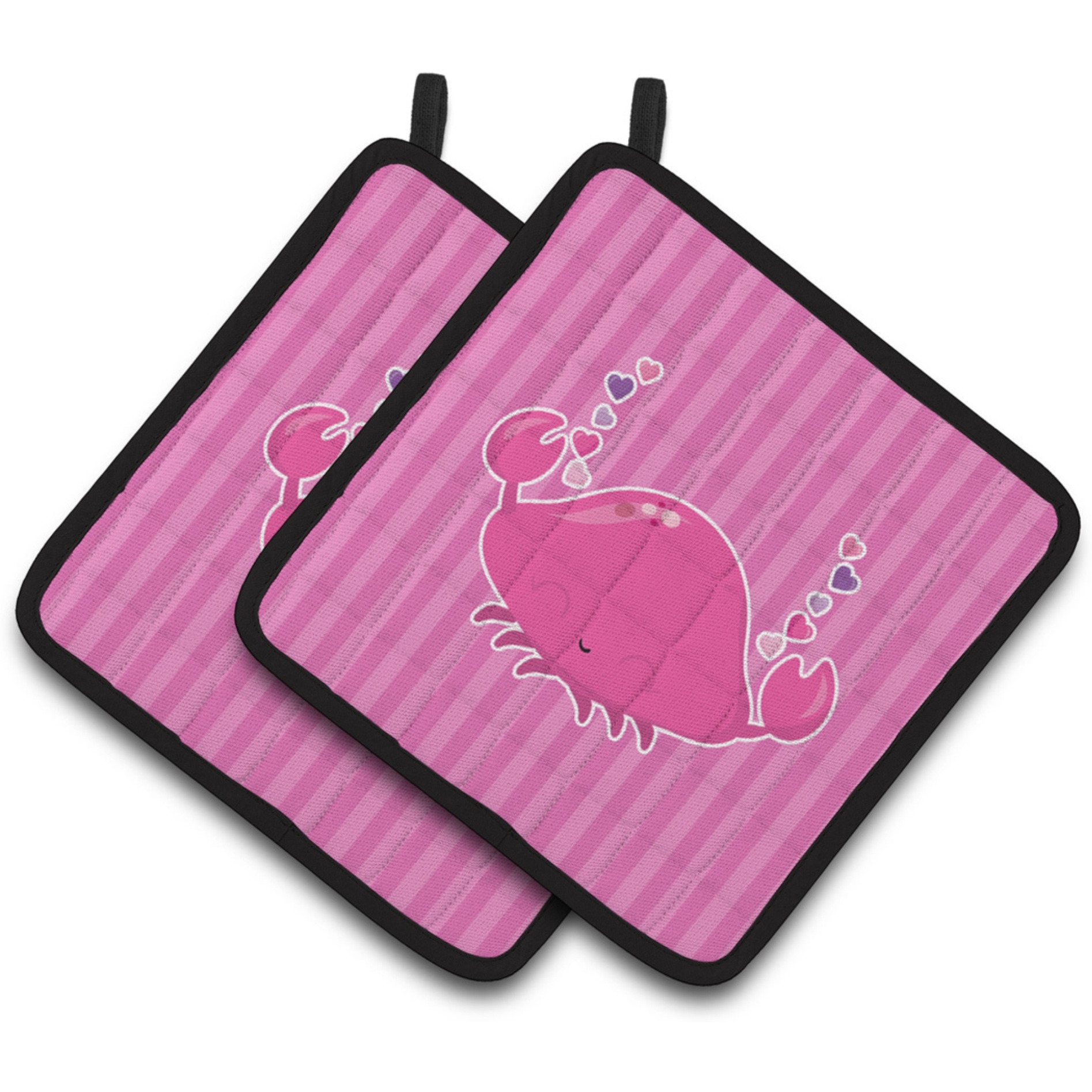 &quotCaroline's Treasures Pink Crab Pair of Pot Holders, 7.5 x 7.5, Multicolor"