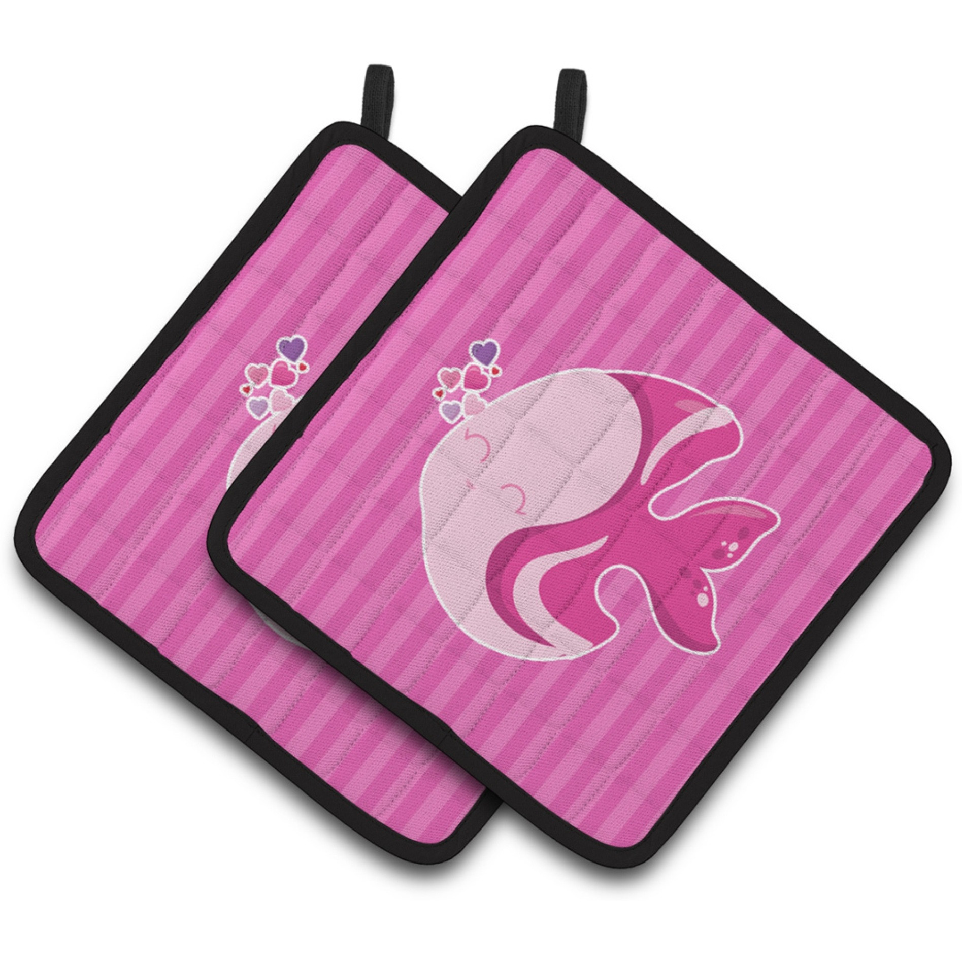 &quotCaroline's Treasures Pink Fish Pair of Pot Holders, 7.5 x 7.5, Multicolor"