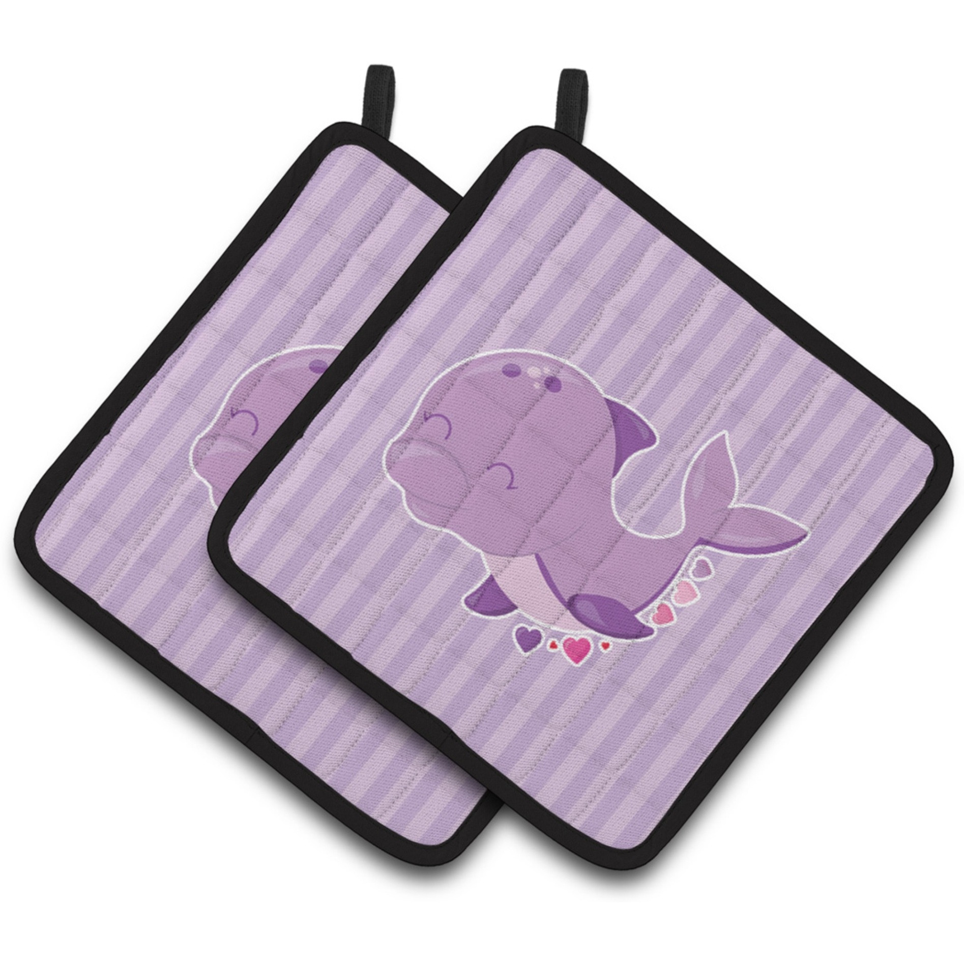 &quotCaroline's Treasures BB7132PTHD Purple Dolphin Pair of Pot Holders, 7.5 x 7.5"", Multicolor"