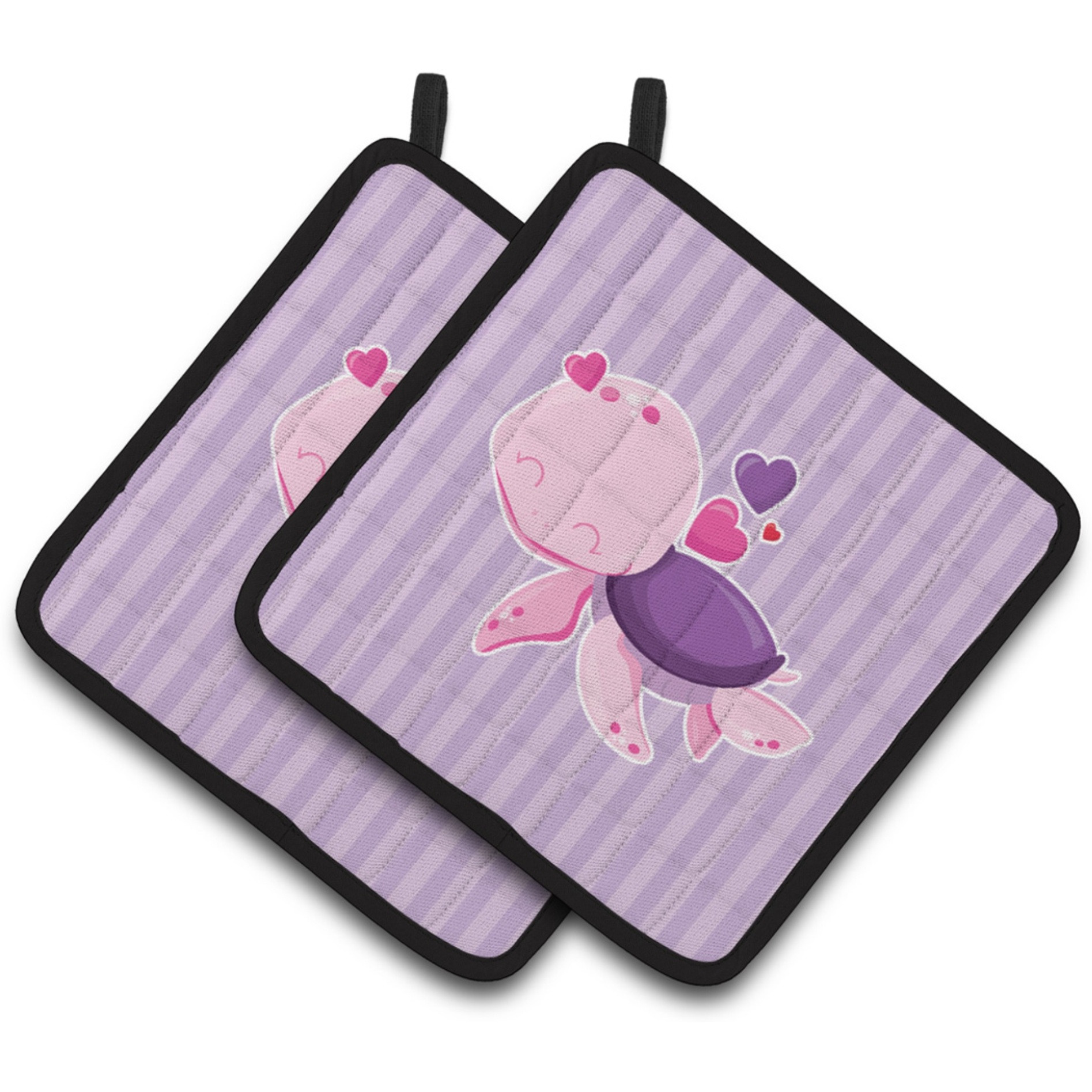&quotCaroline's Treasures BB7133PTHD Pink and Purple Turtle Pair of Pot Holders, 7.5 x 7.5"", Multicolor"