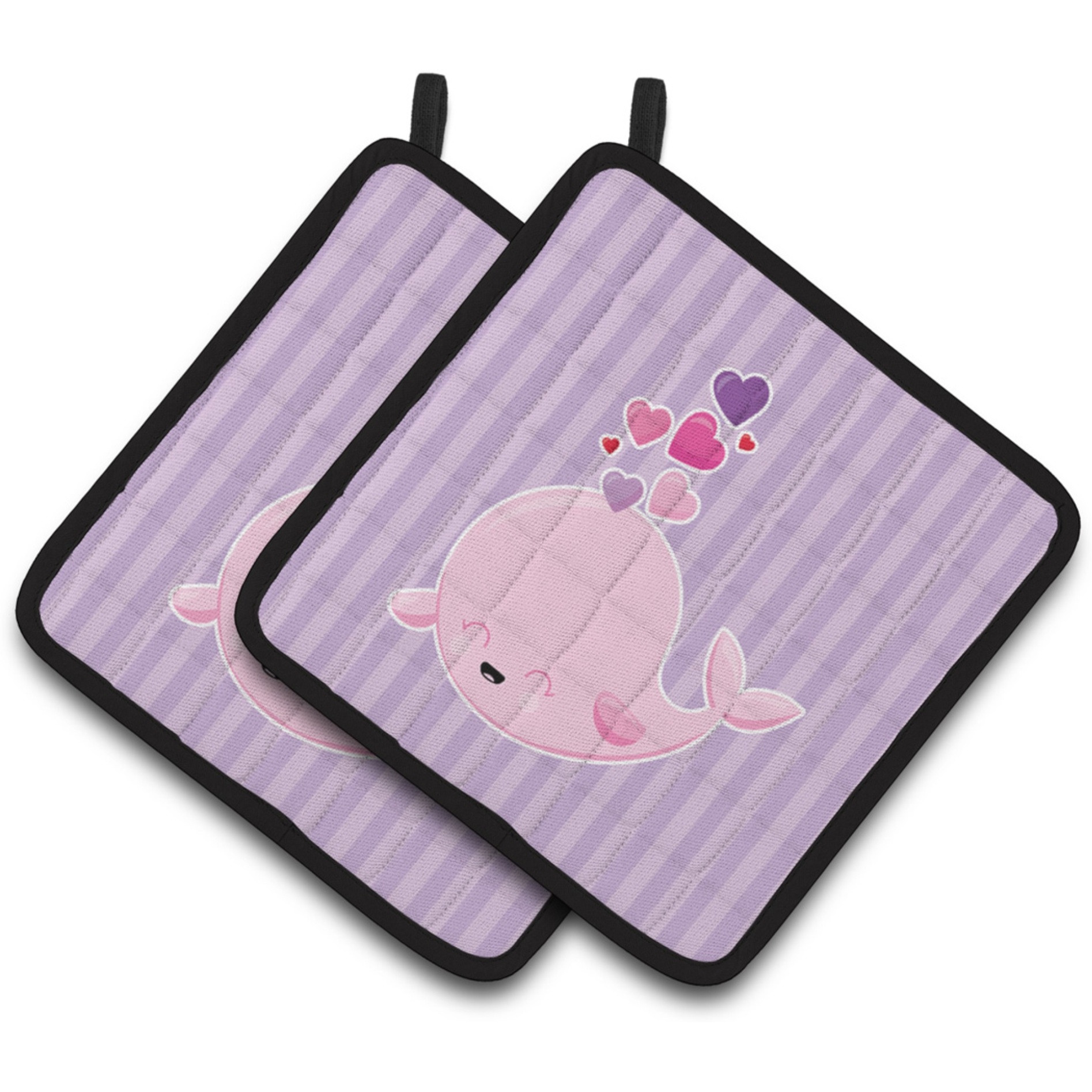&quotCaroline's Treasures BB7134PTHD Pink Whale Pair of Pot Holders, 7.5 x 7.5"", Multicolor"