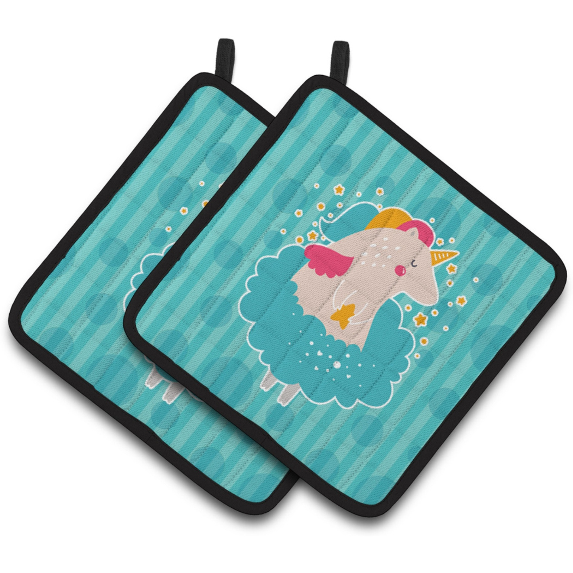 &quotCaroline's Treasures Unicorn Ballerina Pair of Pot Holders, 7.5 x 7.5, Multicolor"
