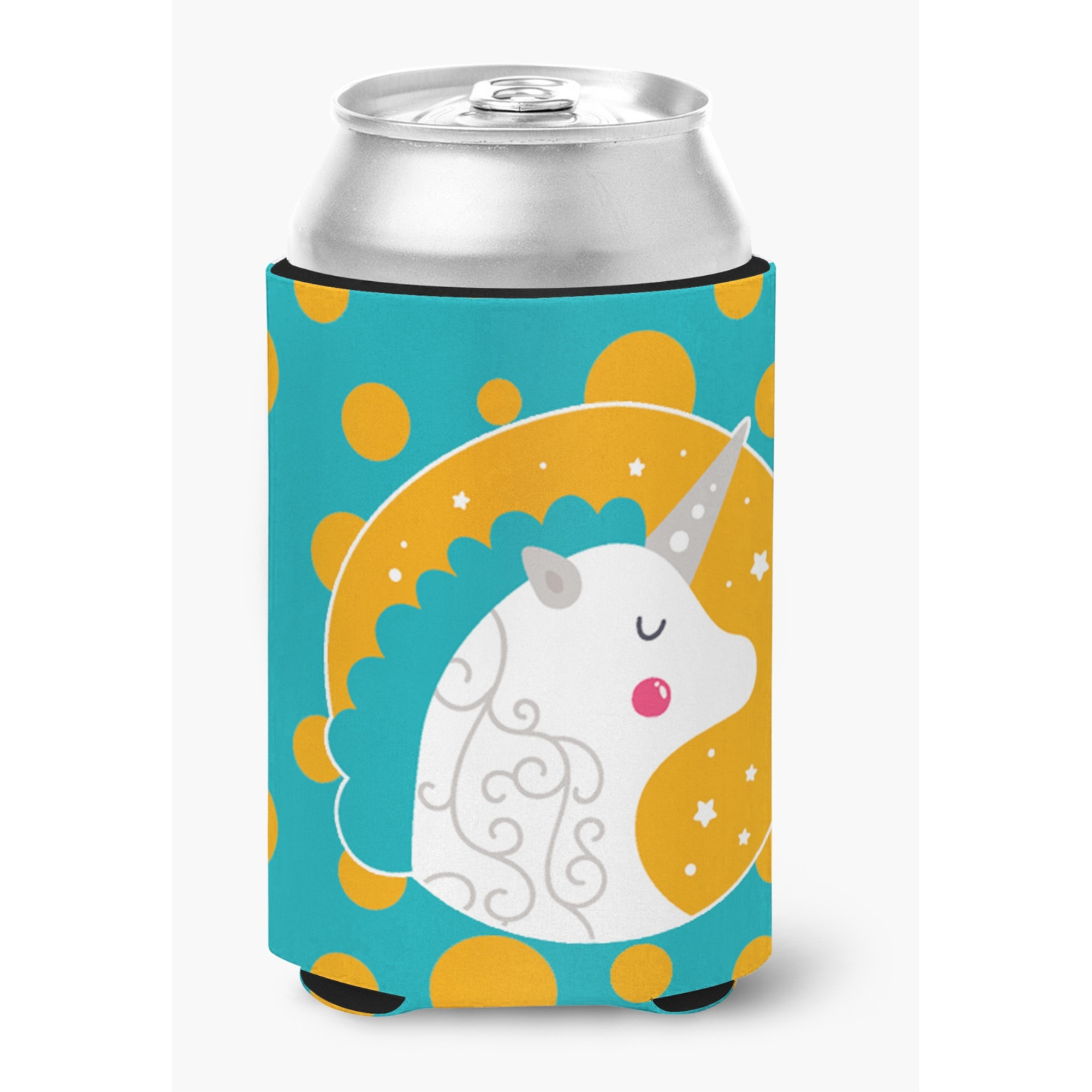 &quotCaroline's Treasures BB7137CC Unicorn Orange Polkadots Can or Bottle Hugger, Can Hugger, Multicolor"