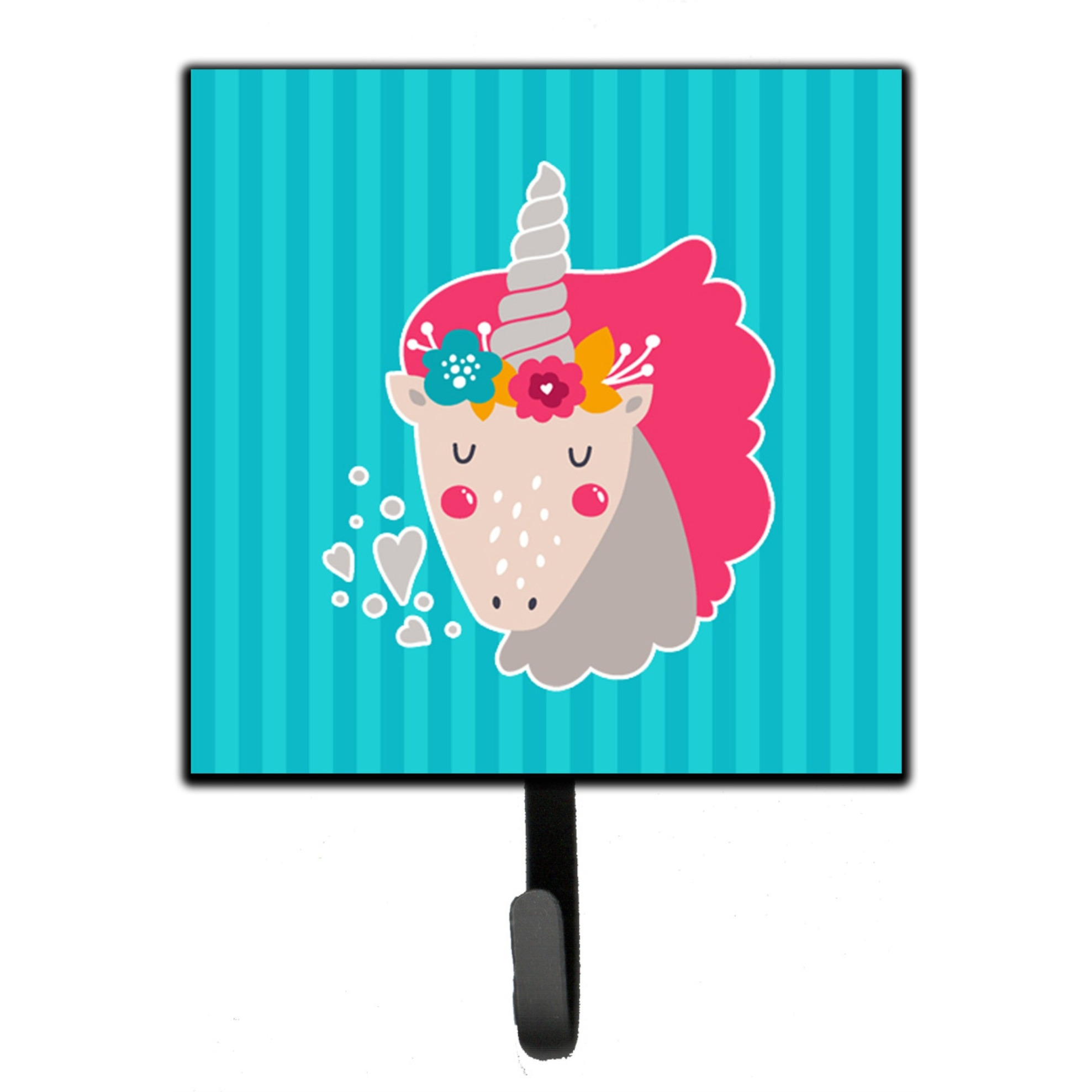 &quotCaroline's Treasures Unicorn Blue Stripes Wall Hook, Small, Multicolor"
