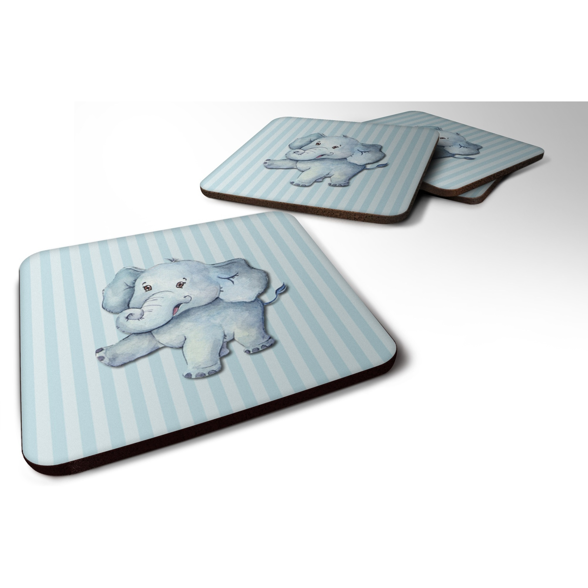 &quotCaroline's Treasures BB7145FC Elephant Foam Coaster Set of 4, 3.5"", Multicolor"