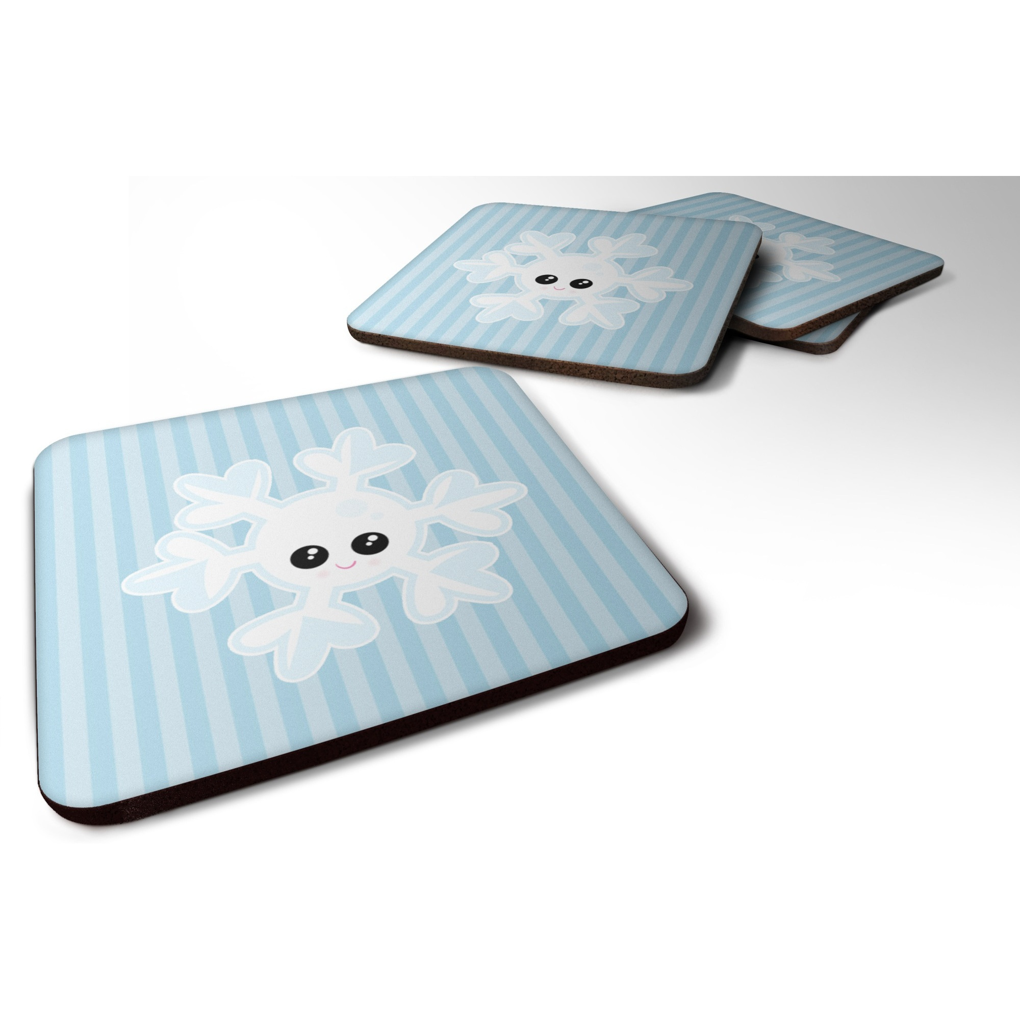 &quotCaroline's Treasures Weather Snowflake Face Foam Coaster Set of 4, 3.5, Multicolor"