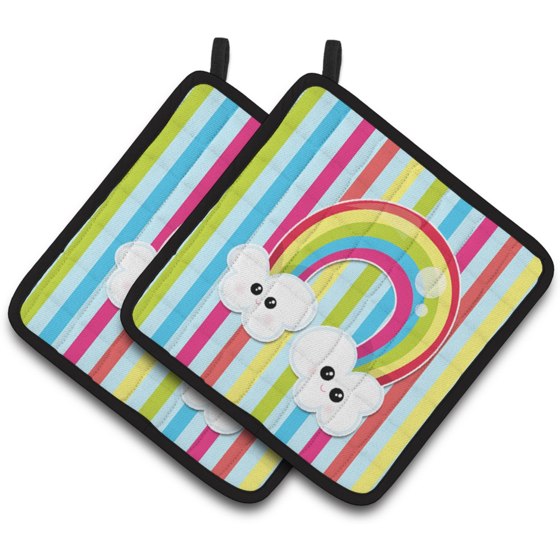 &quotCaroline's Treasures BB7151PTHD Weather Rainbow Face Pair of Pot Holders, 7.5 x 7.5"", Multicolor"
