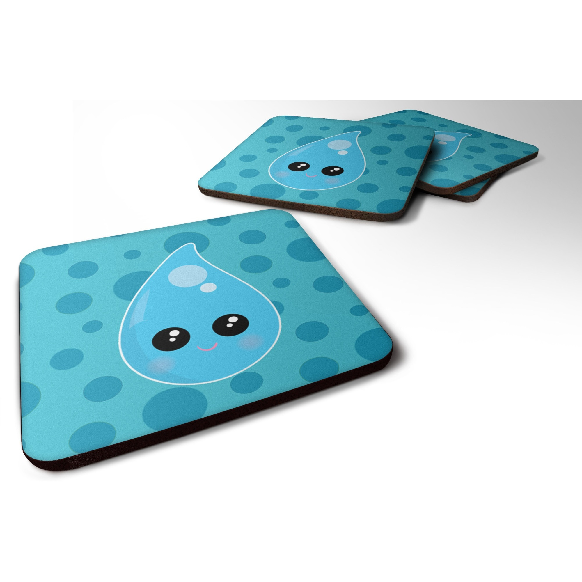 &quotCaroline's Treasures Weather Rain Drop Face Foam Coaster Set of 4, 3.5, Multicolor"