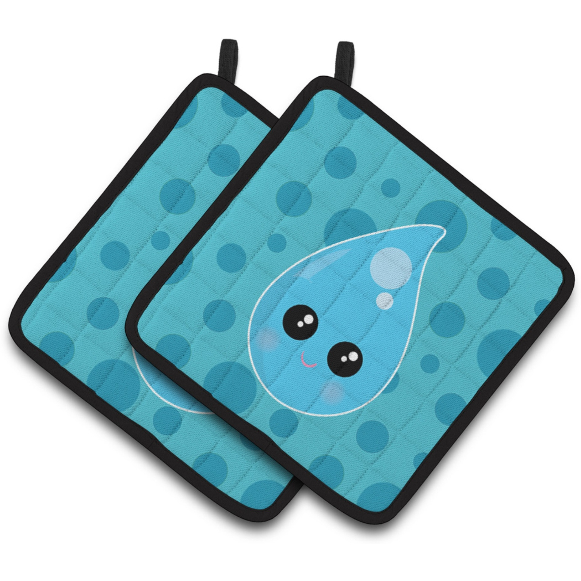 &quotCaroline's Treasures BB7153PTHD Weather Rain Drop Face Pair of Pot Holders, 7.5 x 7.5"", Multicolor"