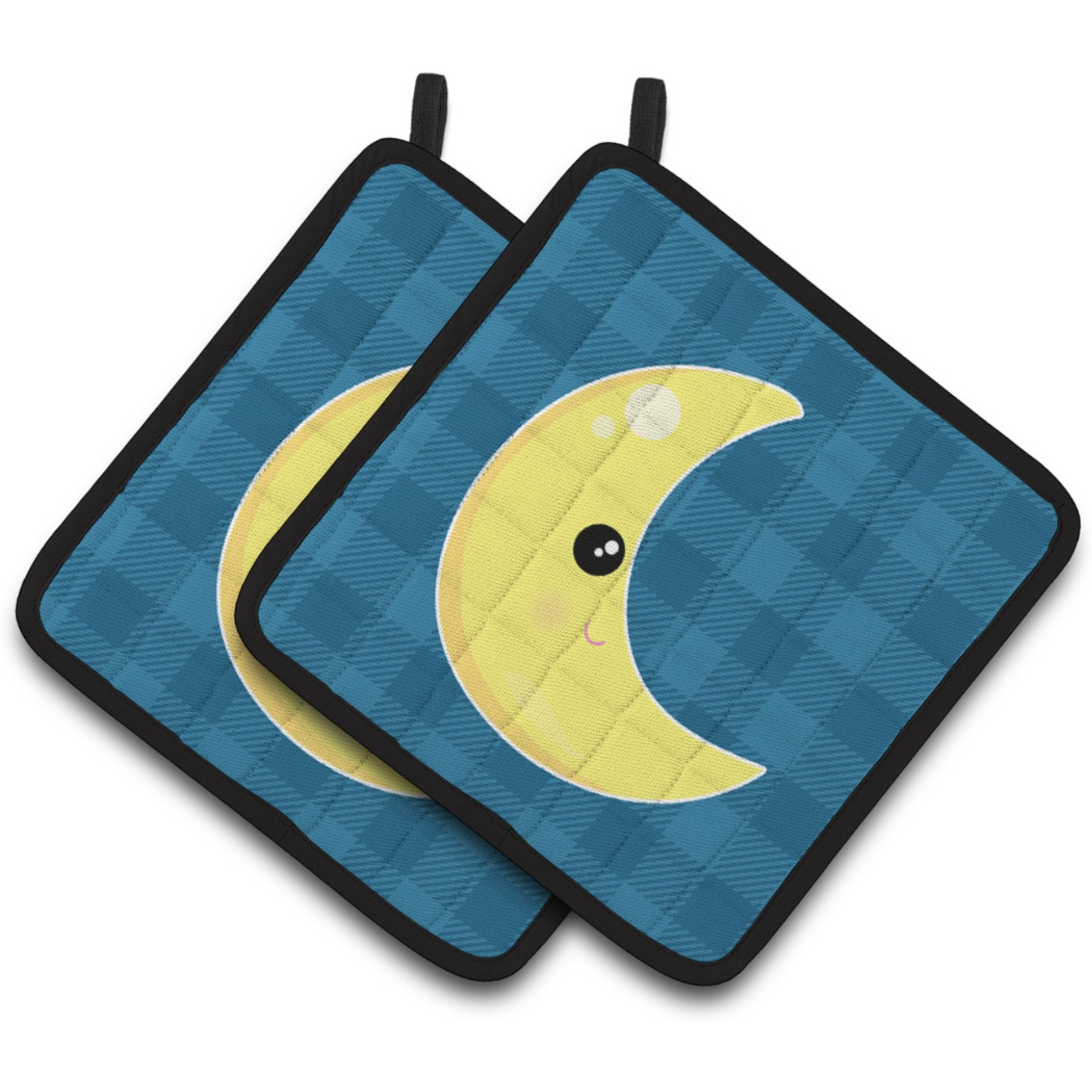 &quotCaroline's Treasures BB7156PTHD Weather Moon Face Pair of Pot Holders, 7.5 x 7.5"", Multicolor"