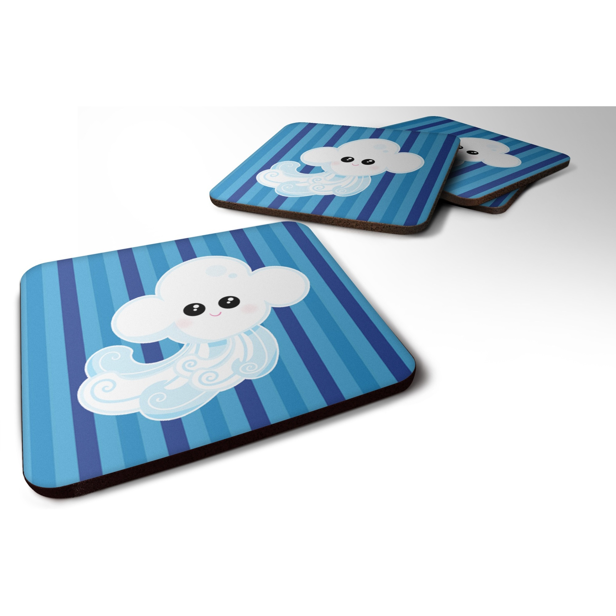 &quotCaroline's Treasures Weather Windy Face Foam Coaster Set of 4, 3.5, Multicolor"