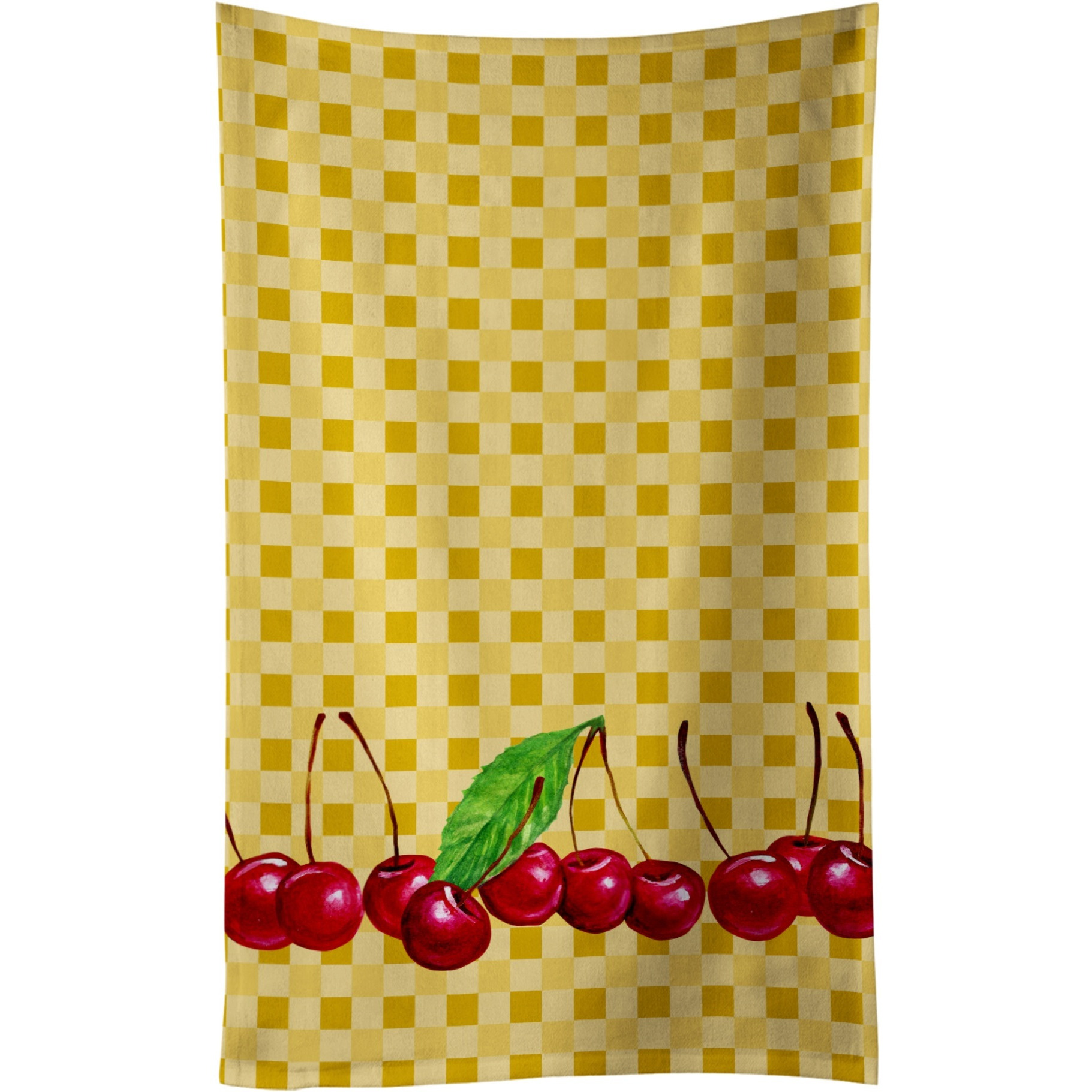 &quotCaroline's Treasures Cherries on Basketweave Decorated dish towel, 25Hx15W, Multicolor"