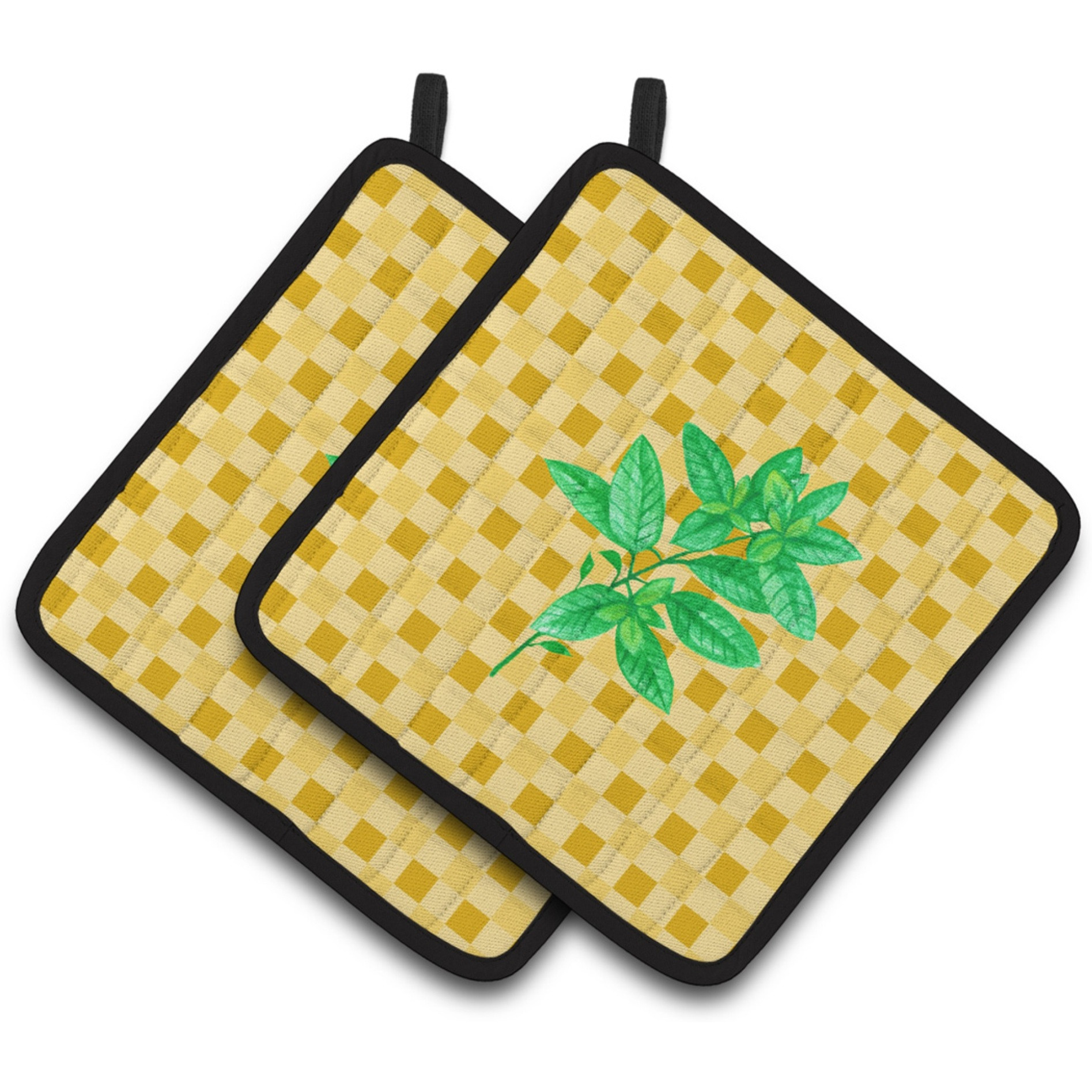 &quotCaroline's Treasures Basil on Basketweave Decorated pot holder, 7.5HX7.5W, Multicolor"