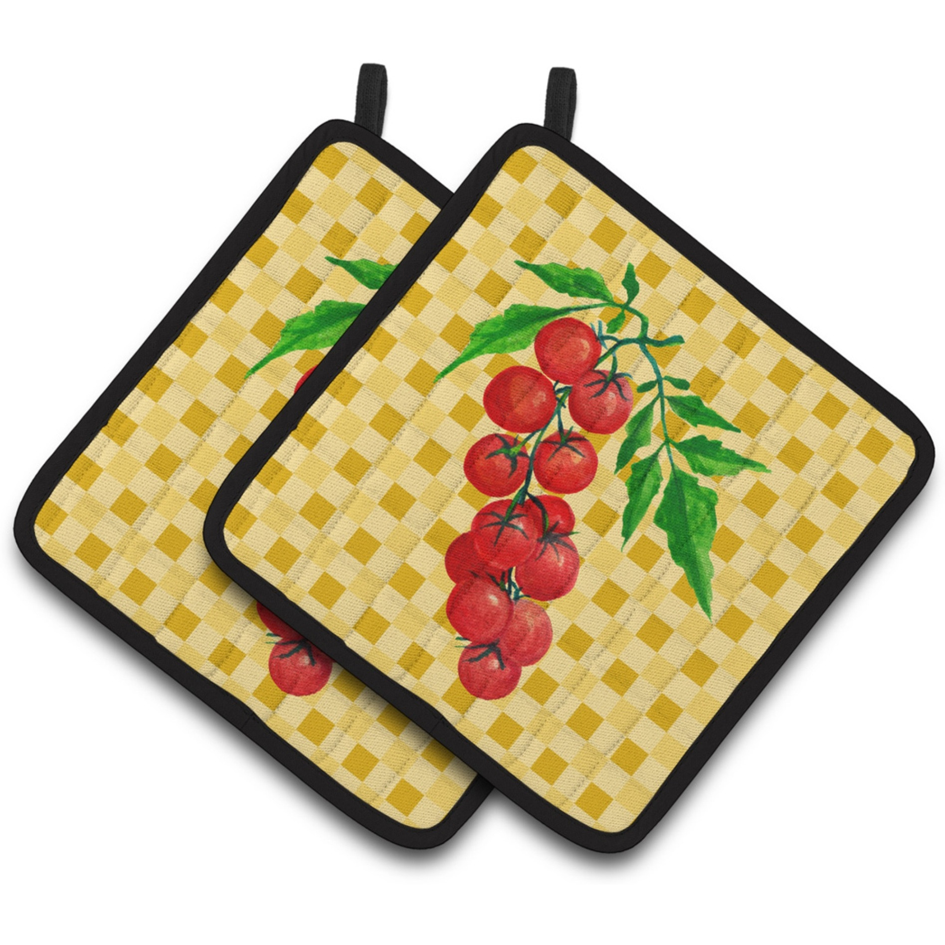 &quotCaroline's Treasures Cherry Tomato on Basketweave Decorated pot holder, 7.5HX7.5W, Multicolor"