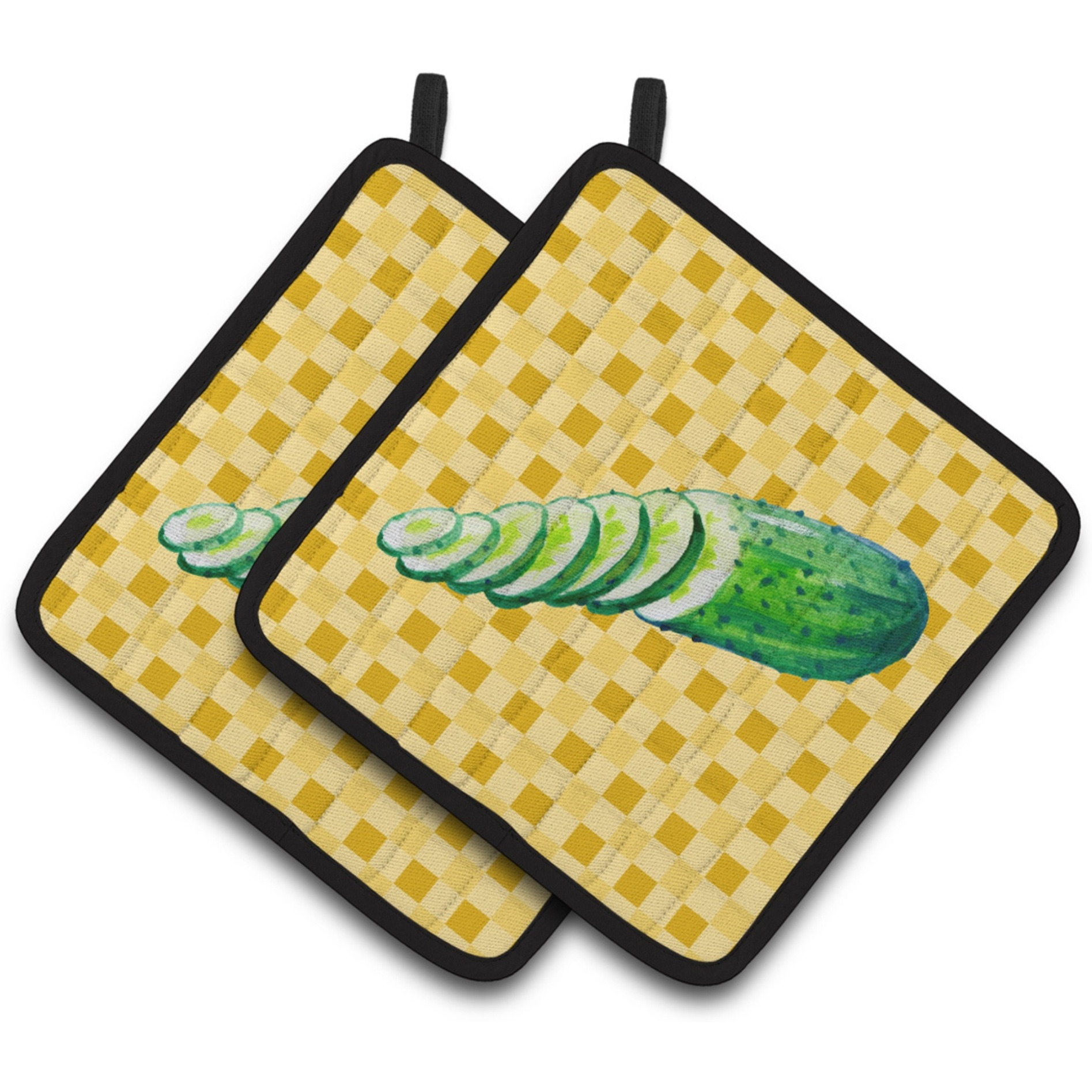 &quotCaroline's Treasures Cucumber on Basketweave Decorated pot holder, 7.5HX7.5W, Multicolor"