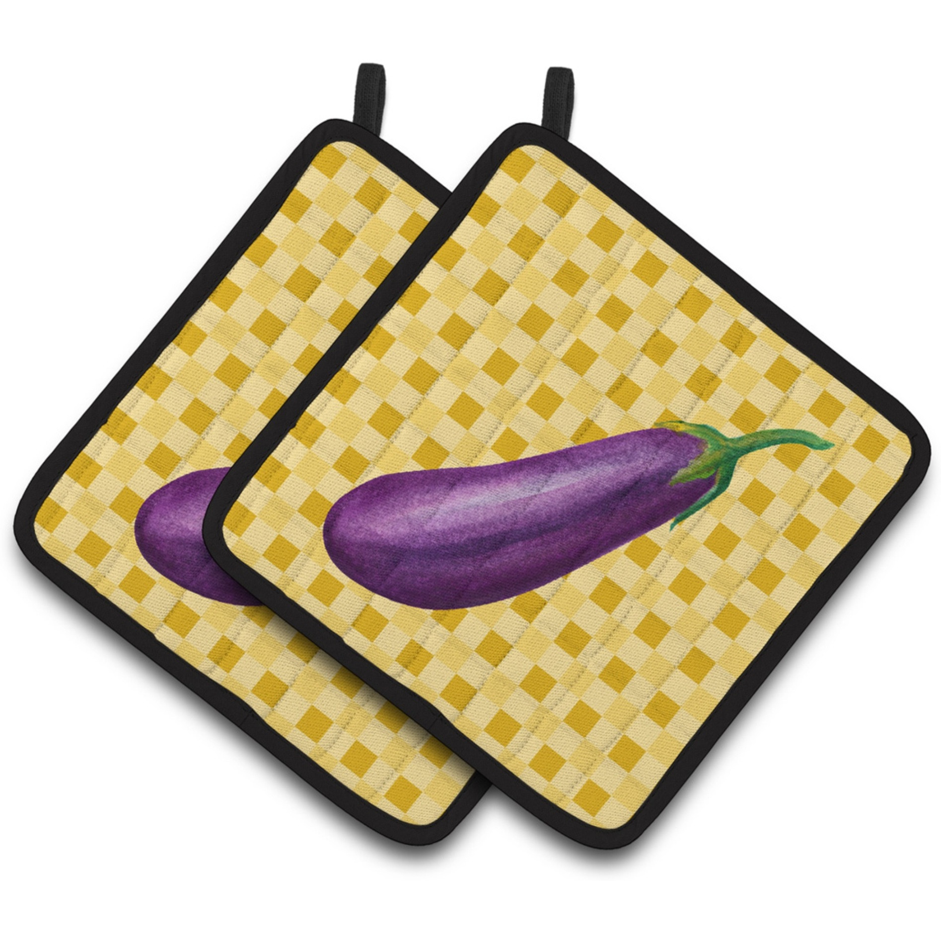 &quotCaroline's Treasures Eggplant on Basketweave Decorated pot holder, 7.5HX7.5W, Multicolor"