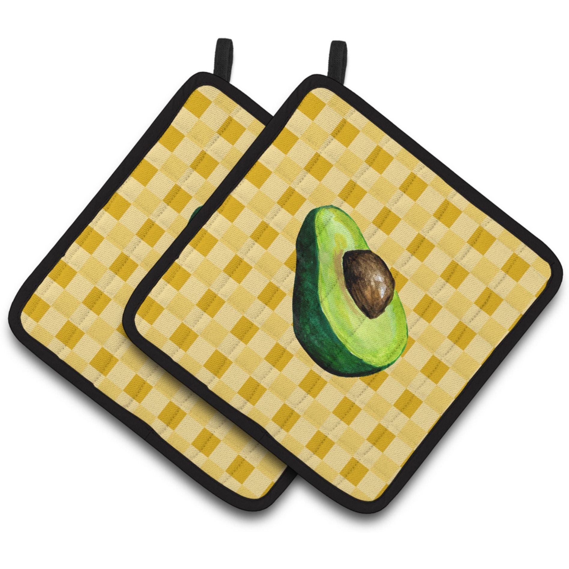 &quotCaroline's Treasures Sliced Avacado on Basketweave Decorated pot holder, 7.5HX7.5W, Multicolor"