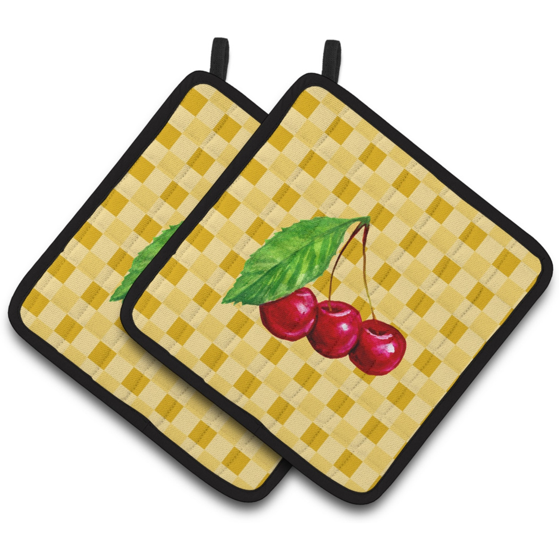 &quotCaroline's Treasures Cherries on Basketweave Decorated pot holder, 7.5HX7.5W, Multicolor"