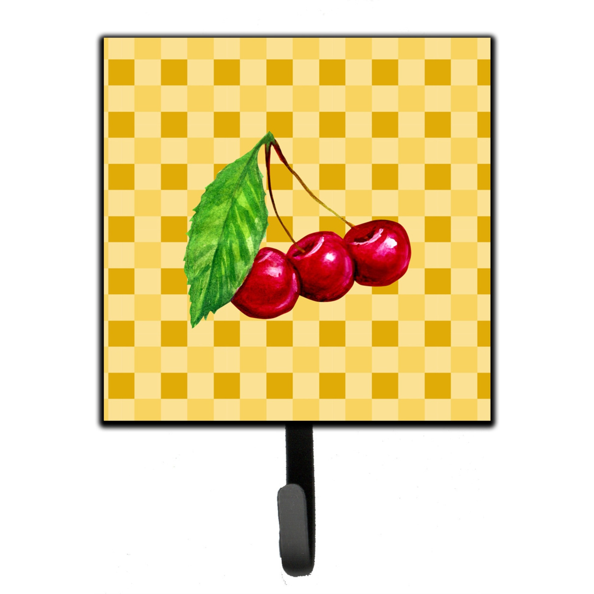 &quotCaroline's Treasures Cherries on Basketweave Wall Hook, Small, Multicolor"