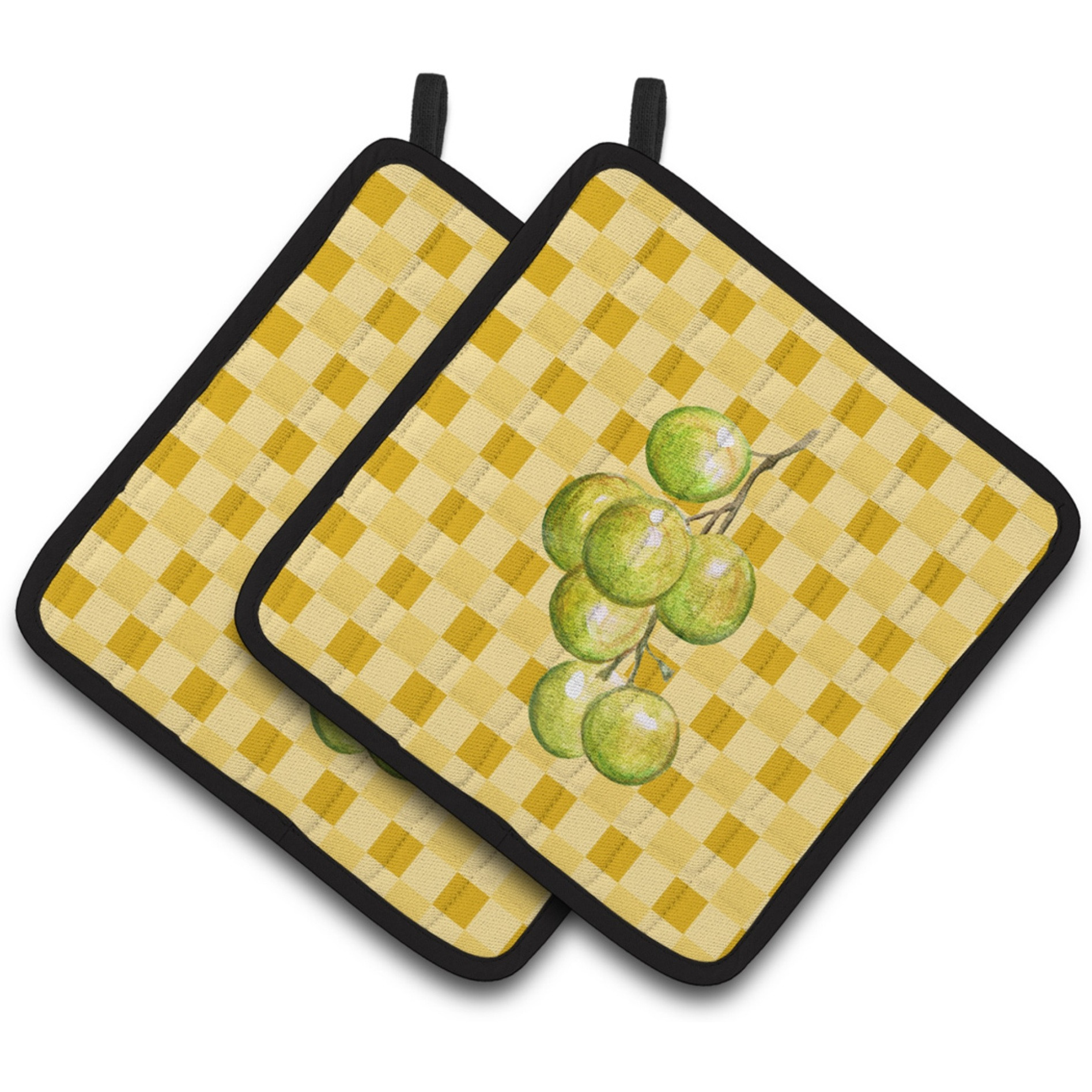 &quotCaroline's Treasures White Grapes on Basketweave Decorated pot holder, 7.5HX7.5W, Multicolor"