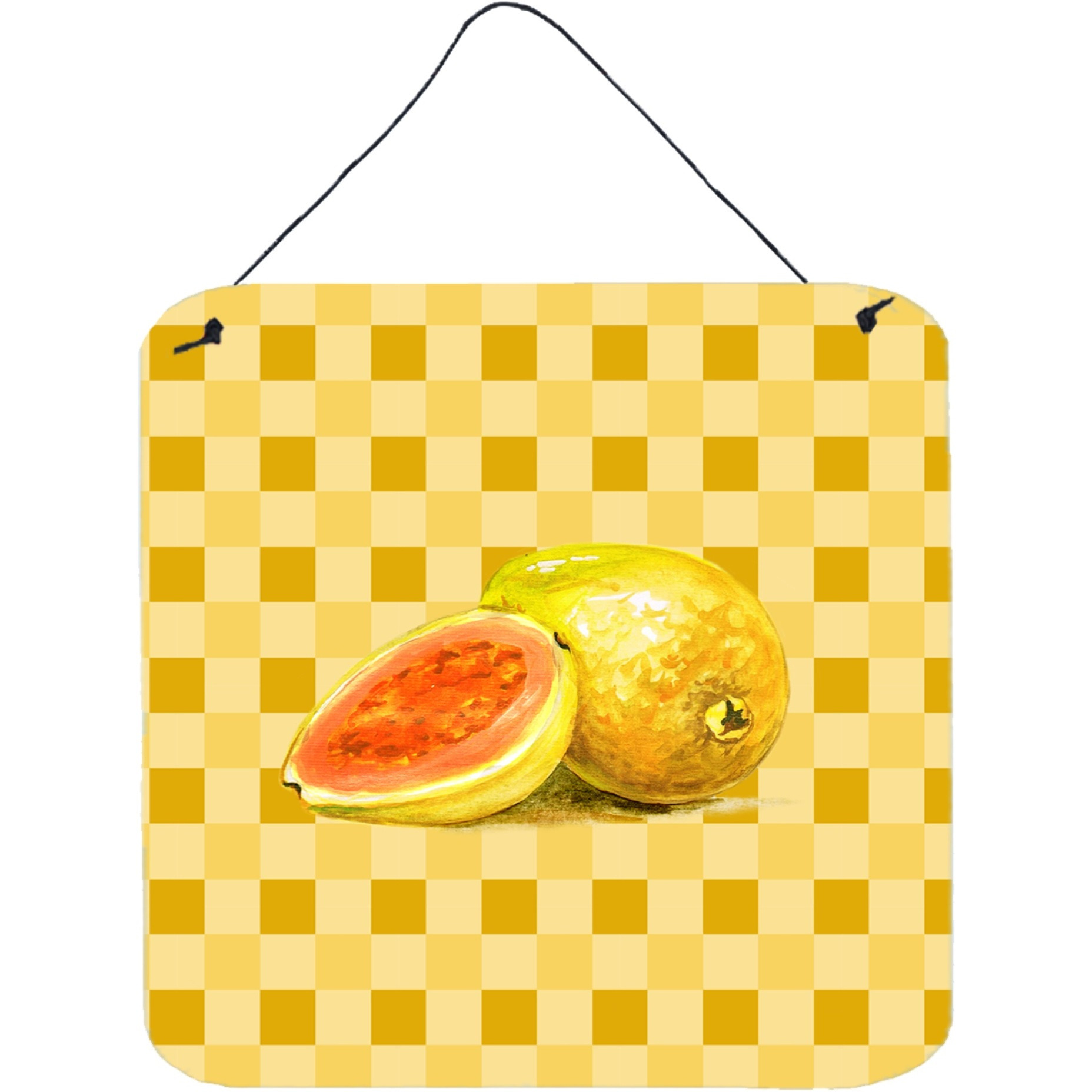 &quotCaroline's Treasures Guava Sliced and Whole on Basketweave Metal Print, 6H x 6W, Multicolor"