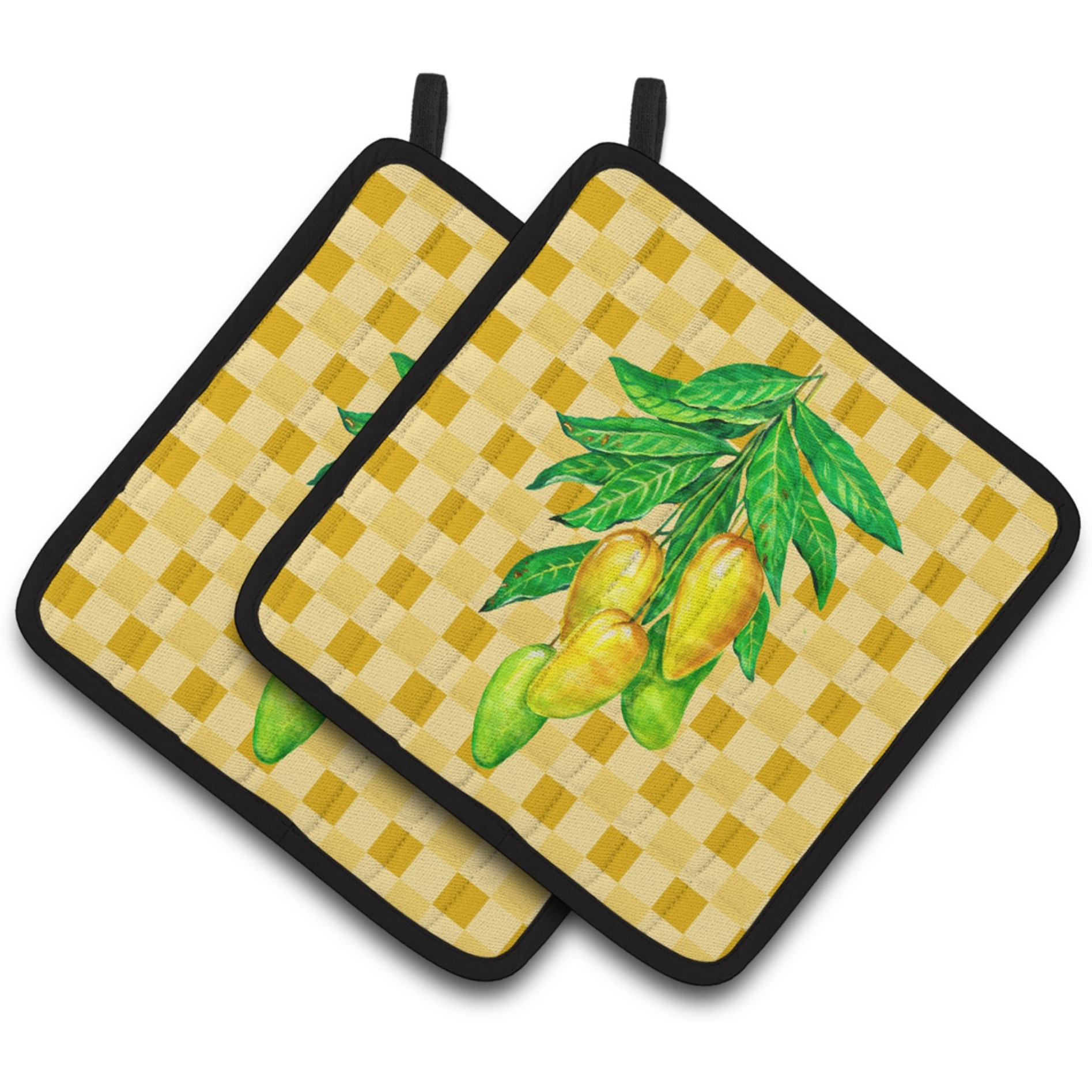&quotCaroline's Treasures Mangos on Branch on Basketweave Decorated pot holder, 7.5HX7.5W, Multicolor"