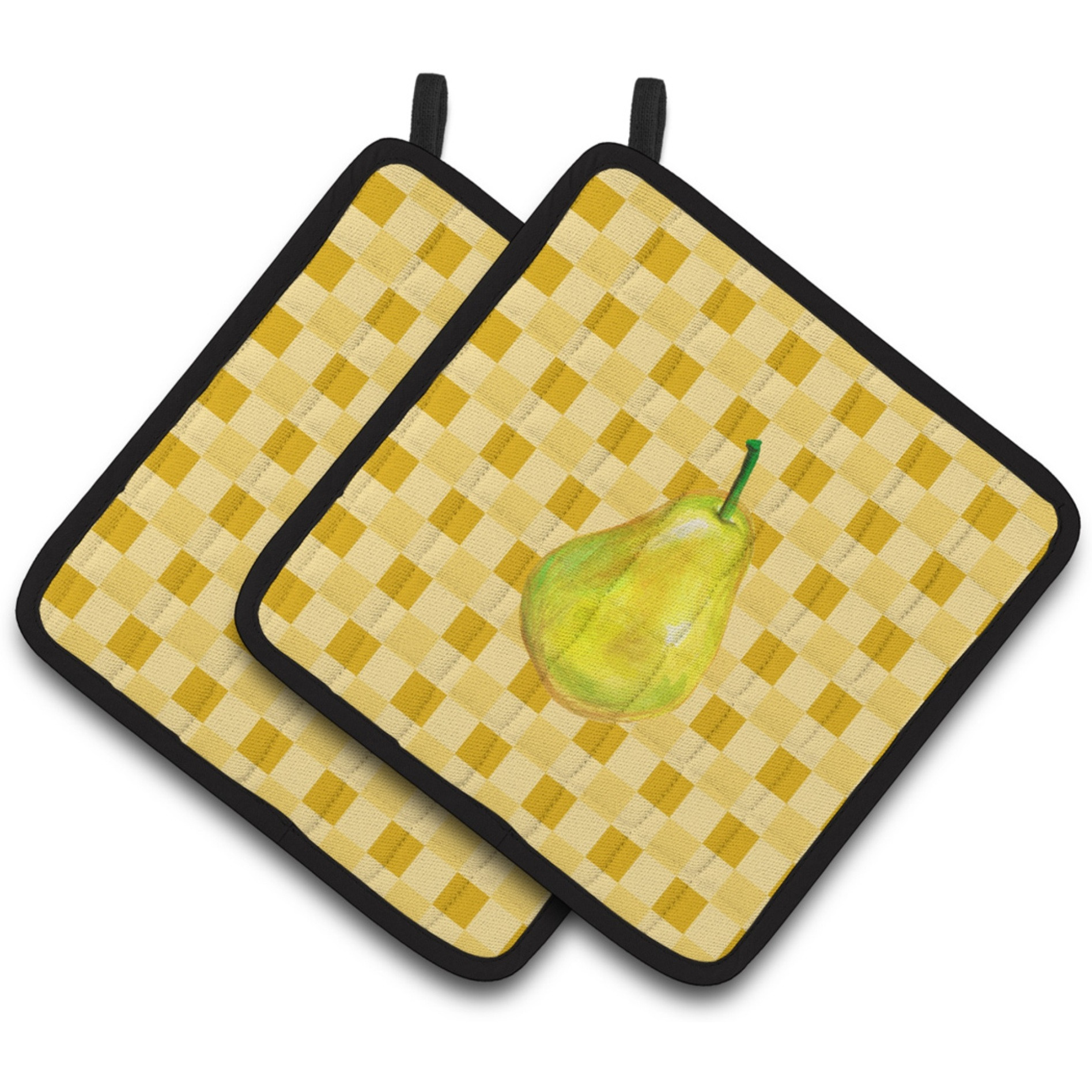 &quotCaroline's Treasures Whole Pear on Basketweave Decorated pot holder, 7.5HX7.5W, Multicolor"