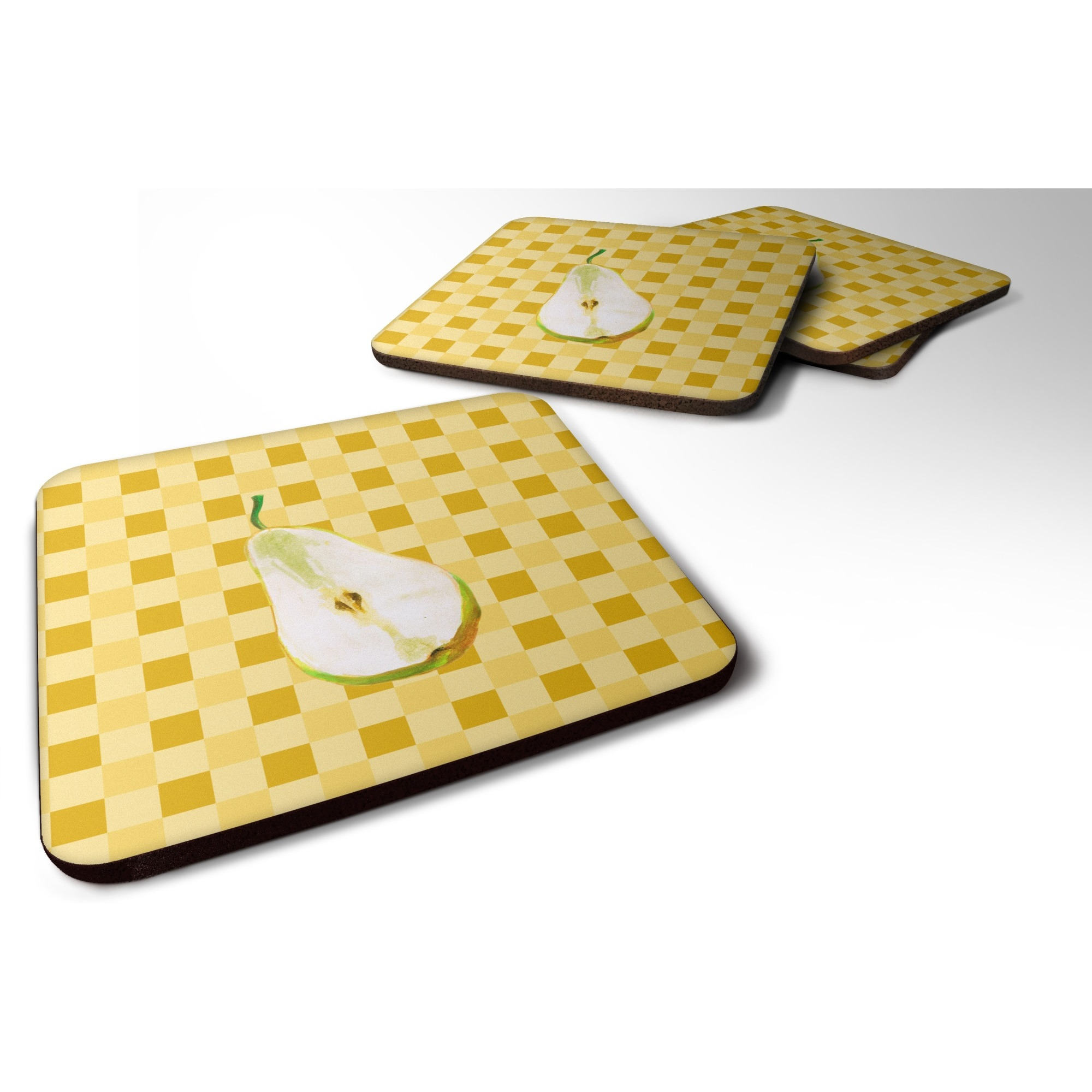 &quotCaroline's Treasures Sliced Pear on Basketweave Decorative coasters, 3.5, Multicolor"