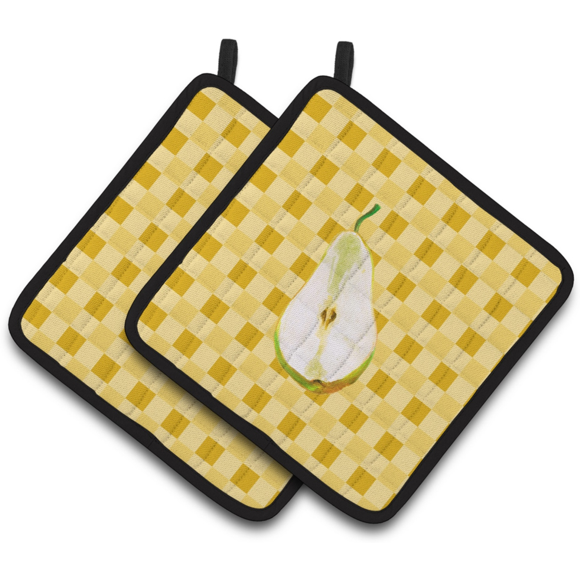 &quotCaroline's Treasures Sliced Pear on Basketweave Decorated pot holder, 7.5HX7.5W, Multicolor"