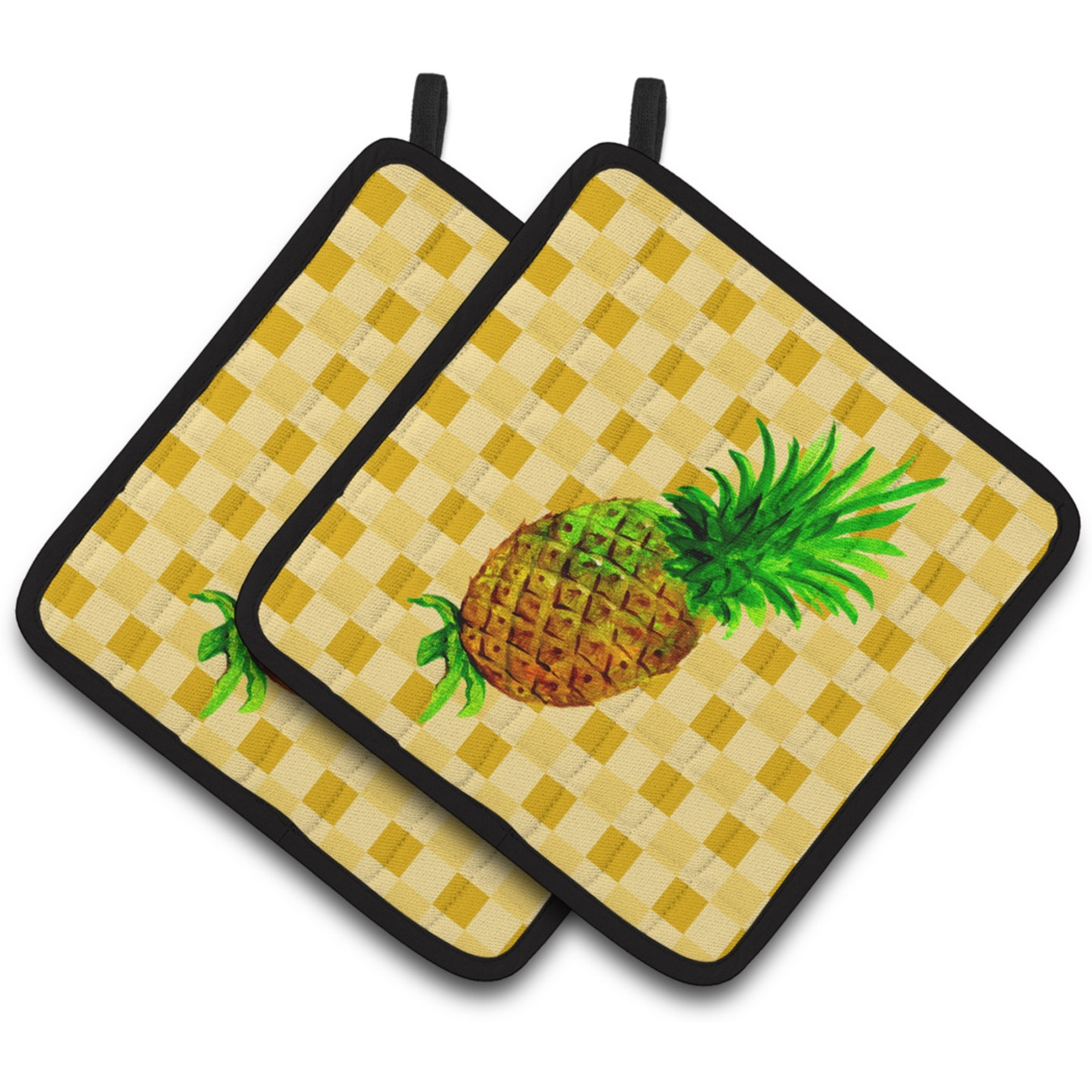 &quotCaroline's Treasures Whole Pineapple on Basketweave Decorated pot holder, 7.5HX7.5W, Multicolor"