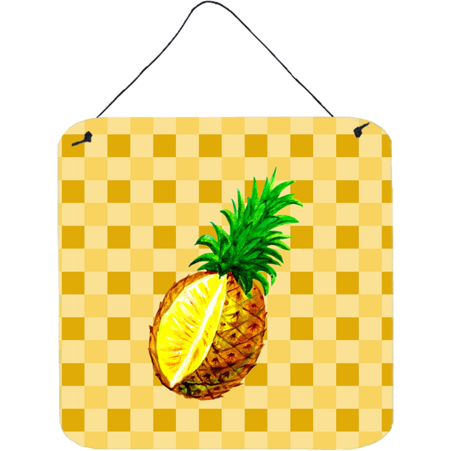 &quotCaroline's Treasures Whole Pineapple Cut on Basketweave Metal Print, 6H x 6W, Multicolor"