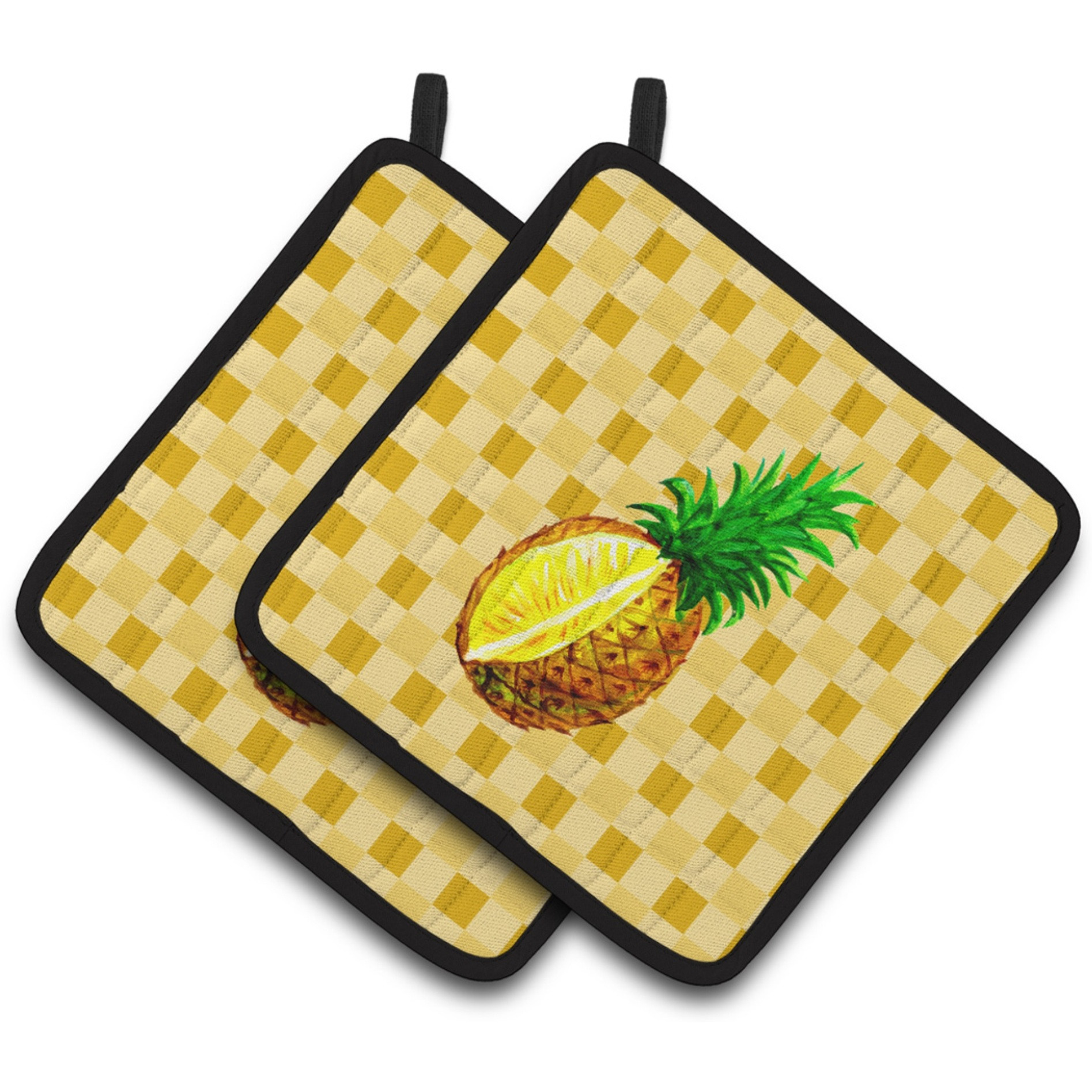 &quotCaroline's Treasures Whole Pineapple Cut on Basketweave Decorated pot holder, 7.5HX7.5W, Multicolor"
