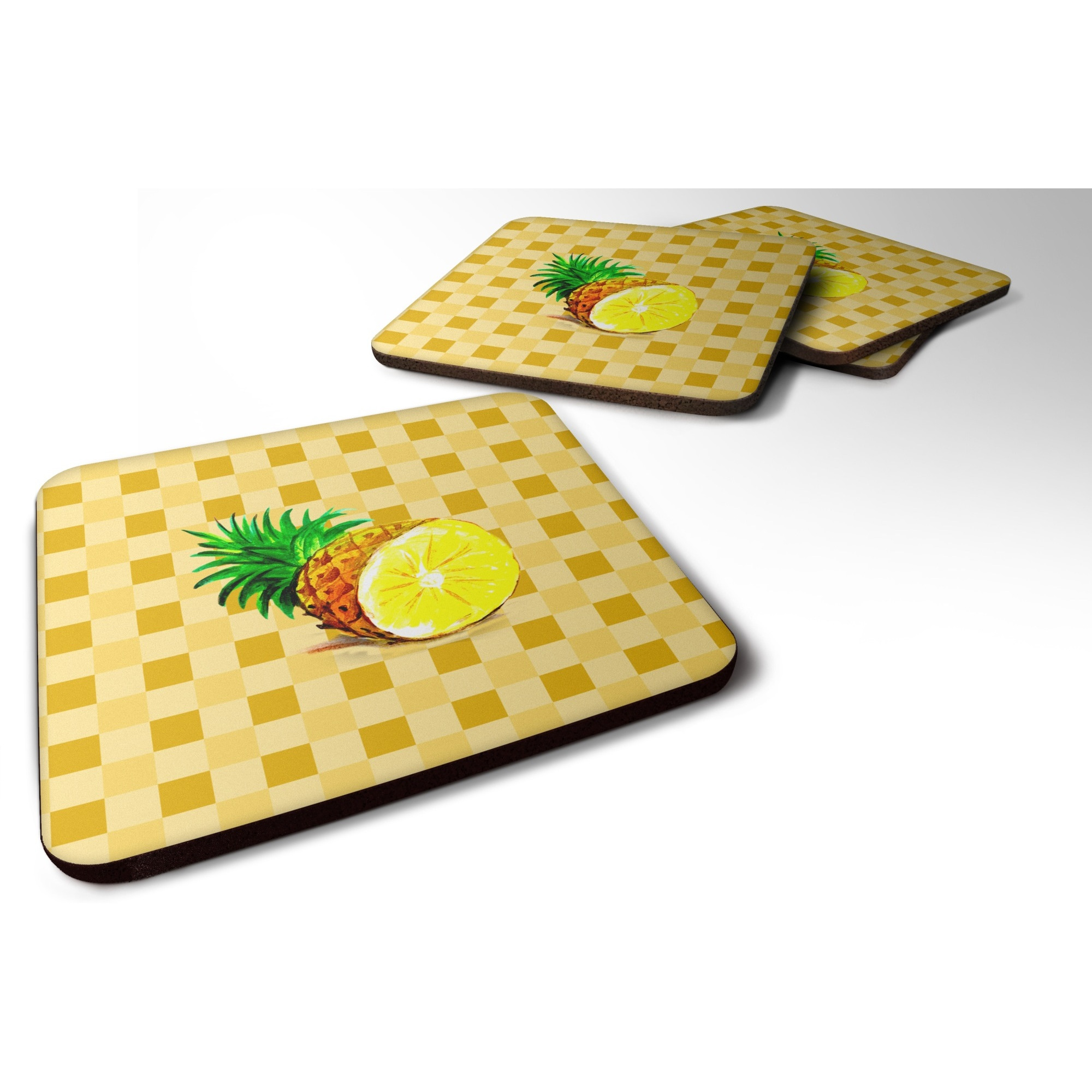 &quotCaroline's Treasures Top of Pineapple Cut on Basketweave Decorative coasters, 3.5, Multicolor"