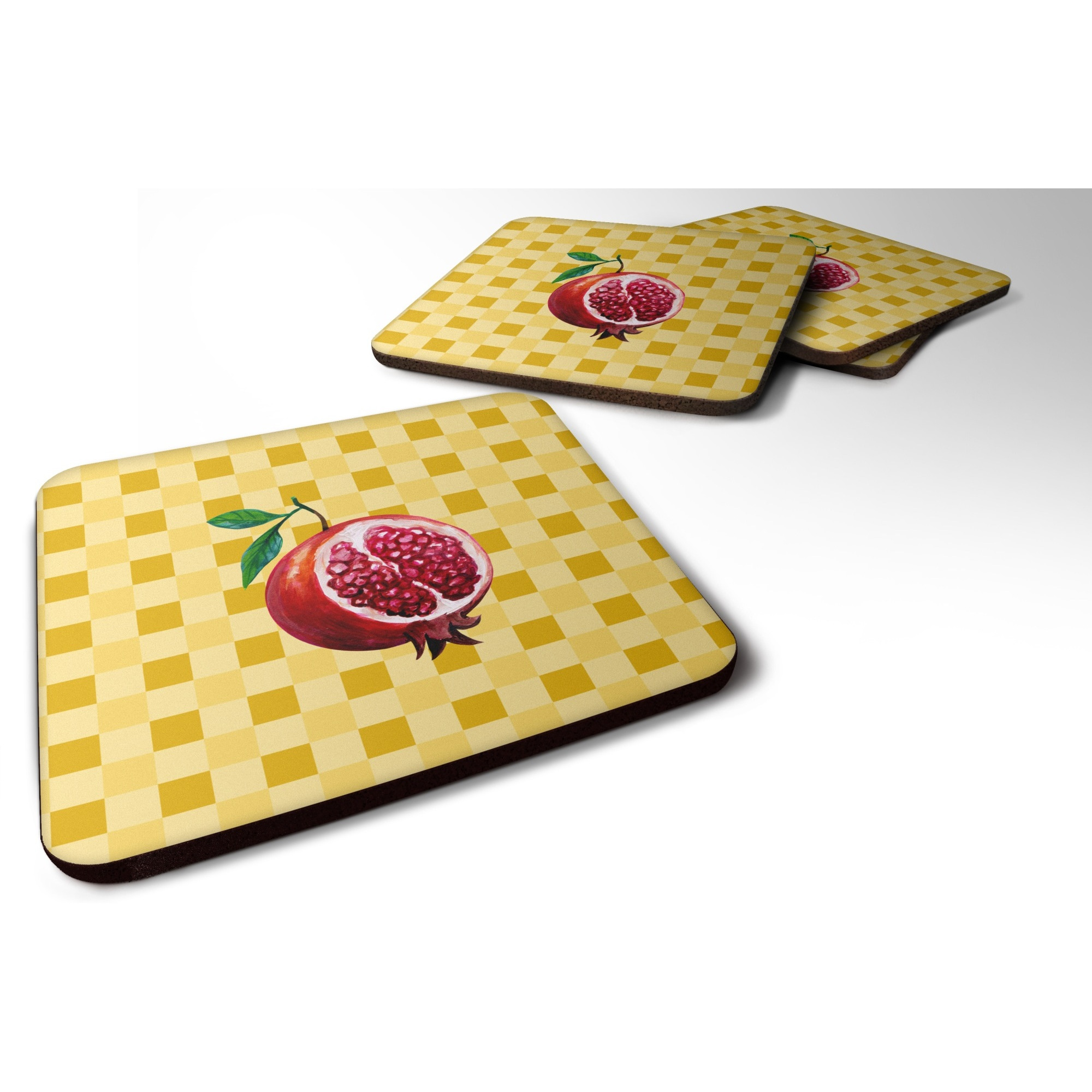 &quotCaroline's Treasures Sliced Pomegranate on Basketweave Decorative coasters, 3.5, Multicolor"