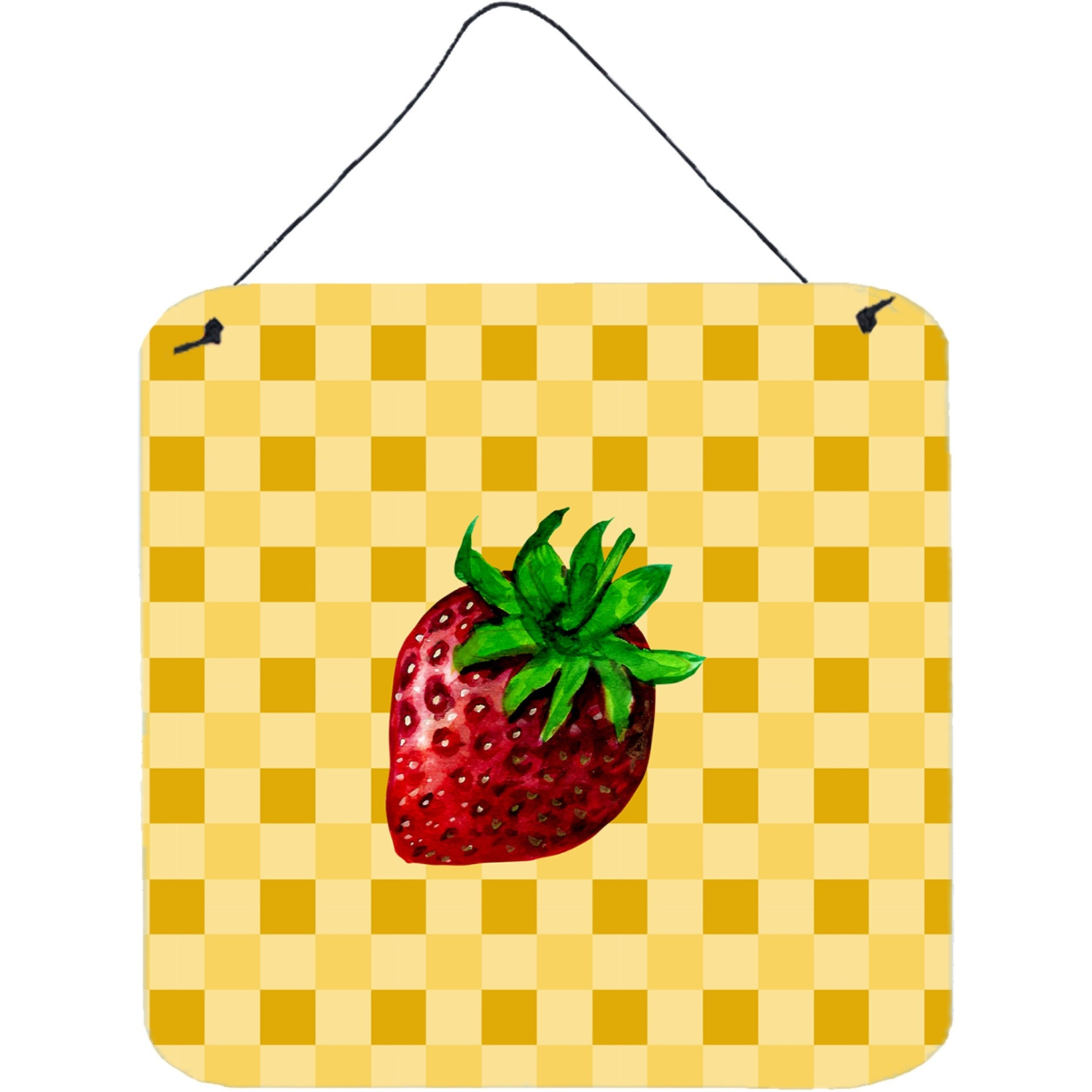 &quotCaroline's Treasures Strawberry on Basketweave Metal Print, 6H x 6W, Multicolor"