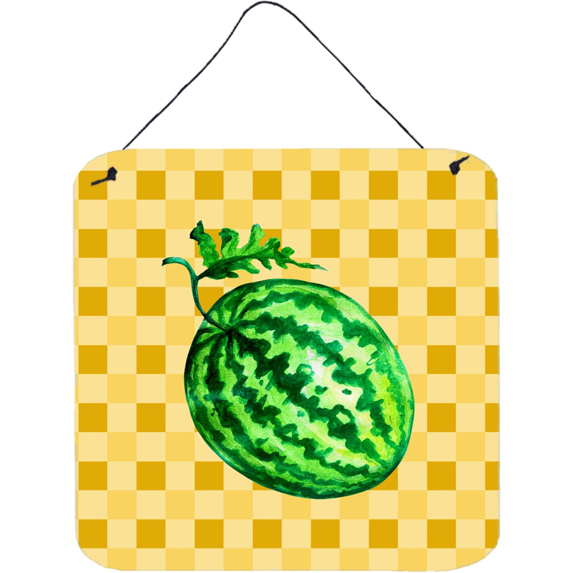 &quotCaroline's Treasures Whole Watermelon on Basketweave Metal Print, 6H x 6W, Multicolor"